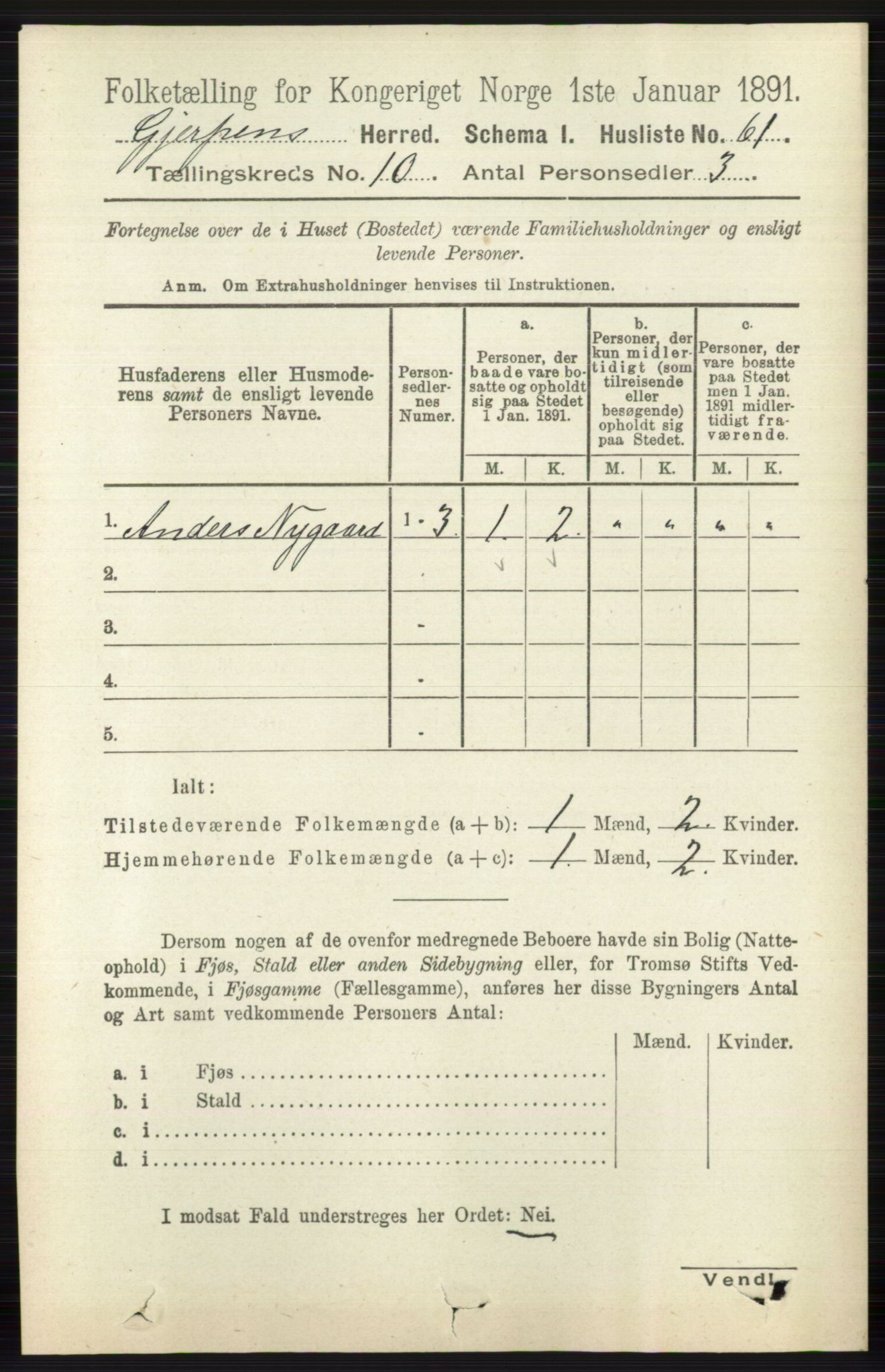 RA, 1891 census for 0812 Gjerpen, 1891, p. 6131