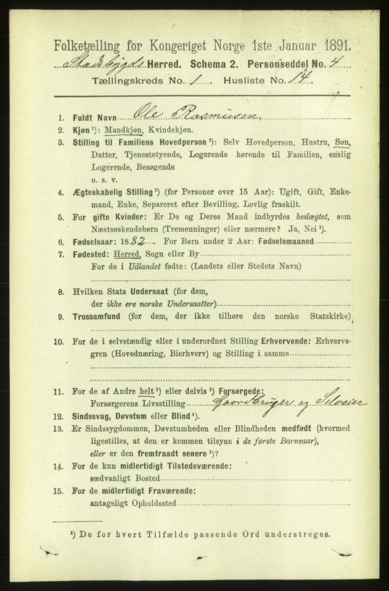 RA, 1891 census for 1625 Stadsbygd, 1891, p. 195
