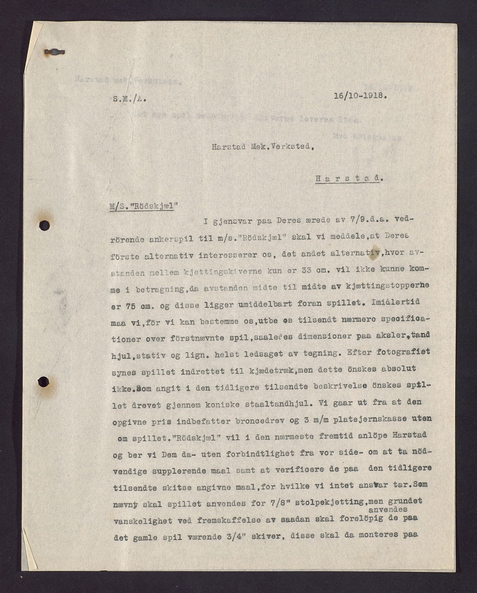 Pa 1521 - A/S Norske Shell, AV/SAST-A-101915/E/Ea/Eaa/L0003: Sjefskorrespondanse, 1918, p. 38