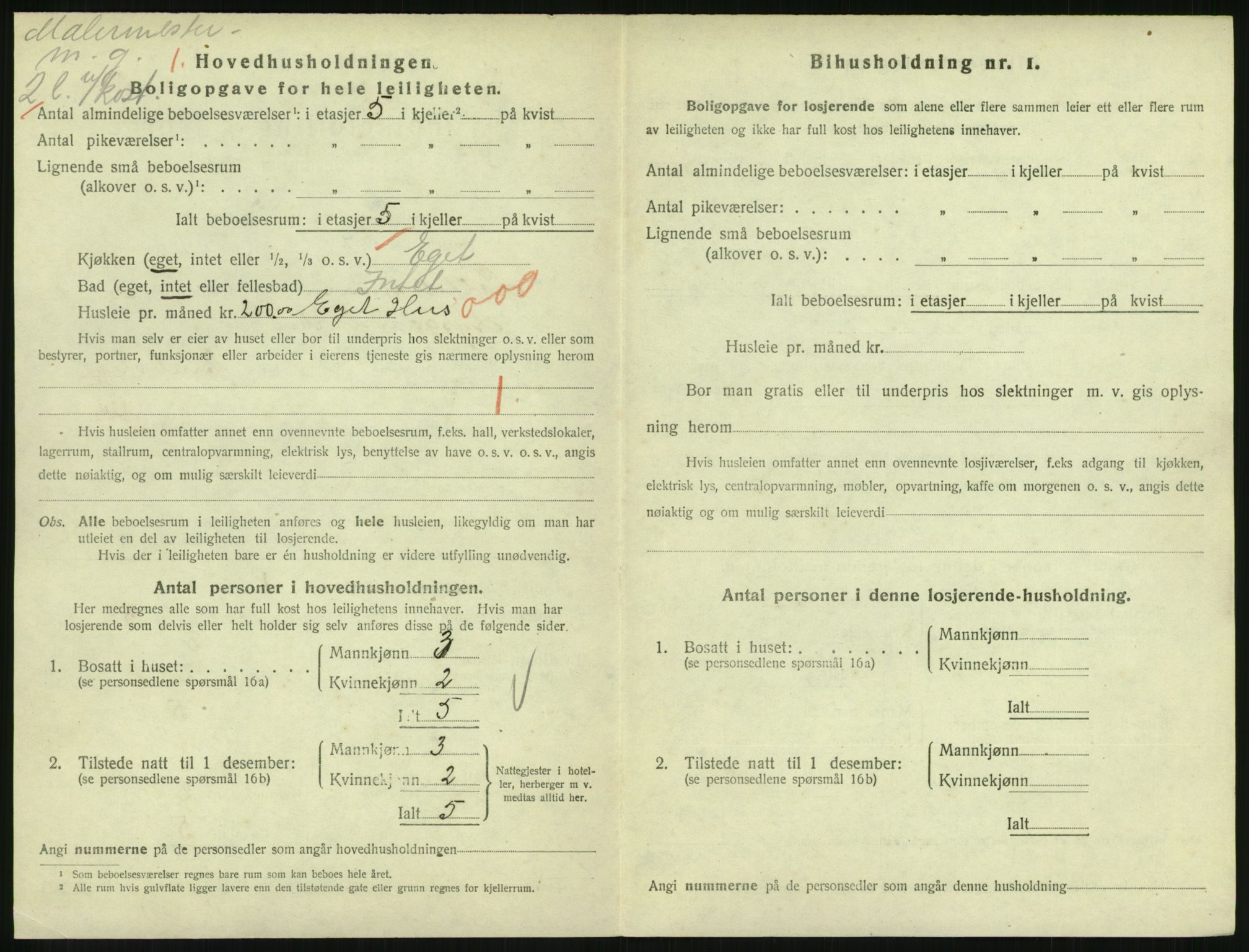 SAH, 1920 census for Lillehammer, 1920, p. 3027