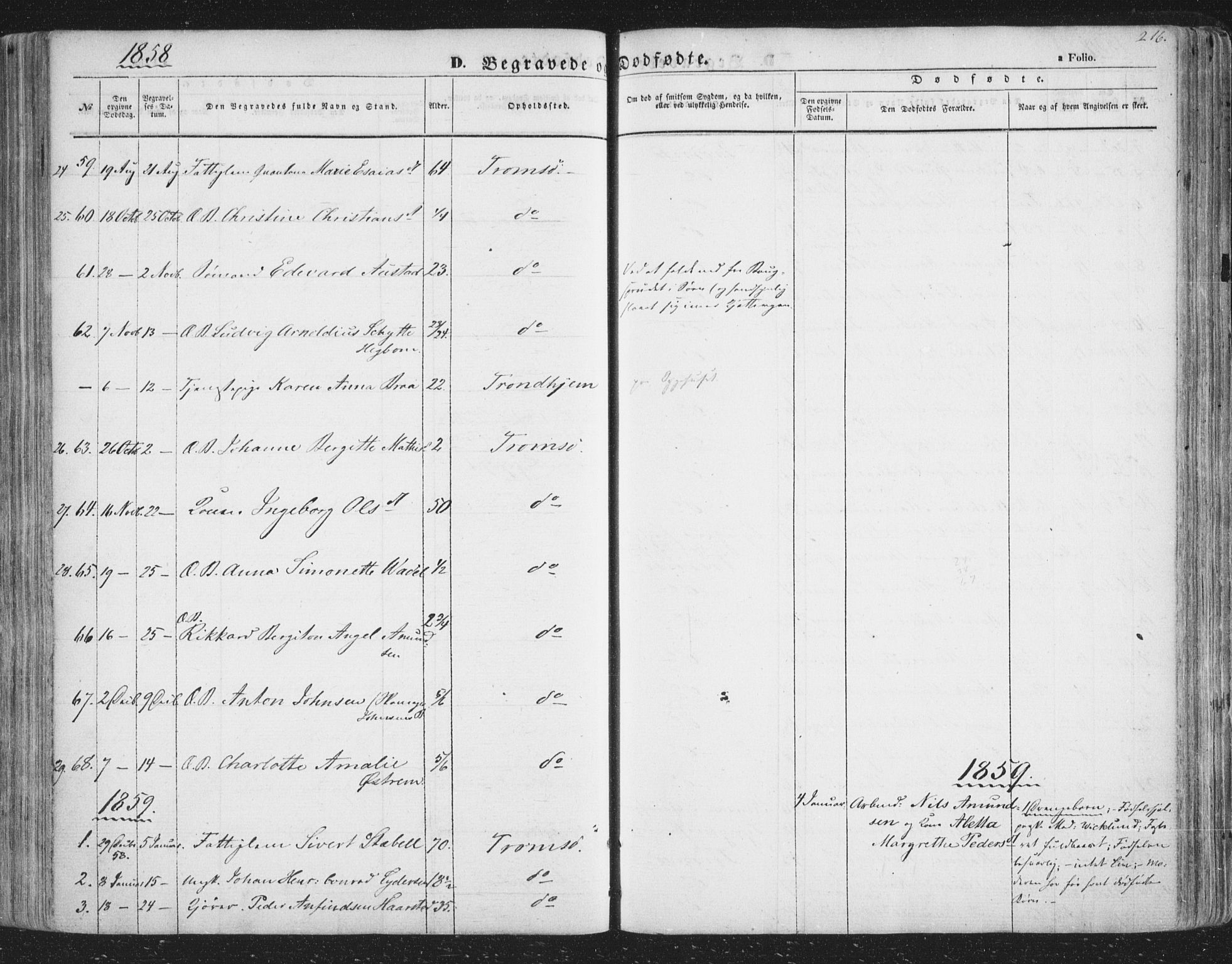 Tromsø sokneprestkontor/stiftsprosti/domprosti, AV/SATØ-S-1343/G/Ga/L0011kirke: Parish register (official) no. 11, 1856-1865, p. 216