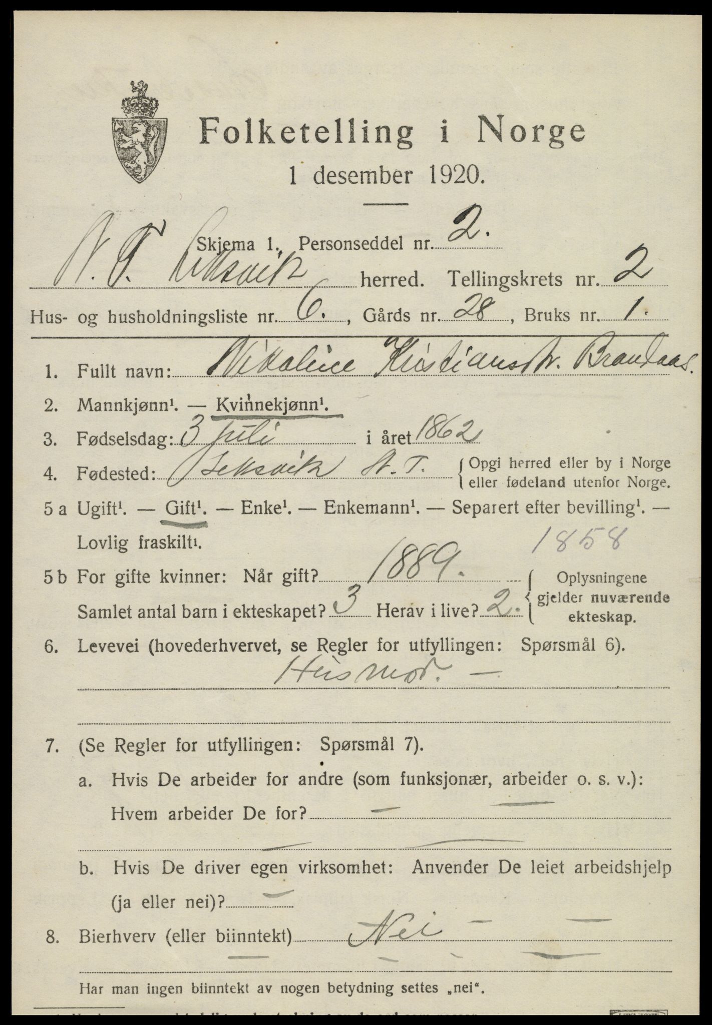 SAT, 1920 census for Leksvik, 1920, p. 1880