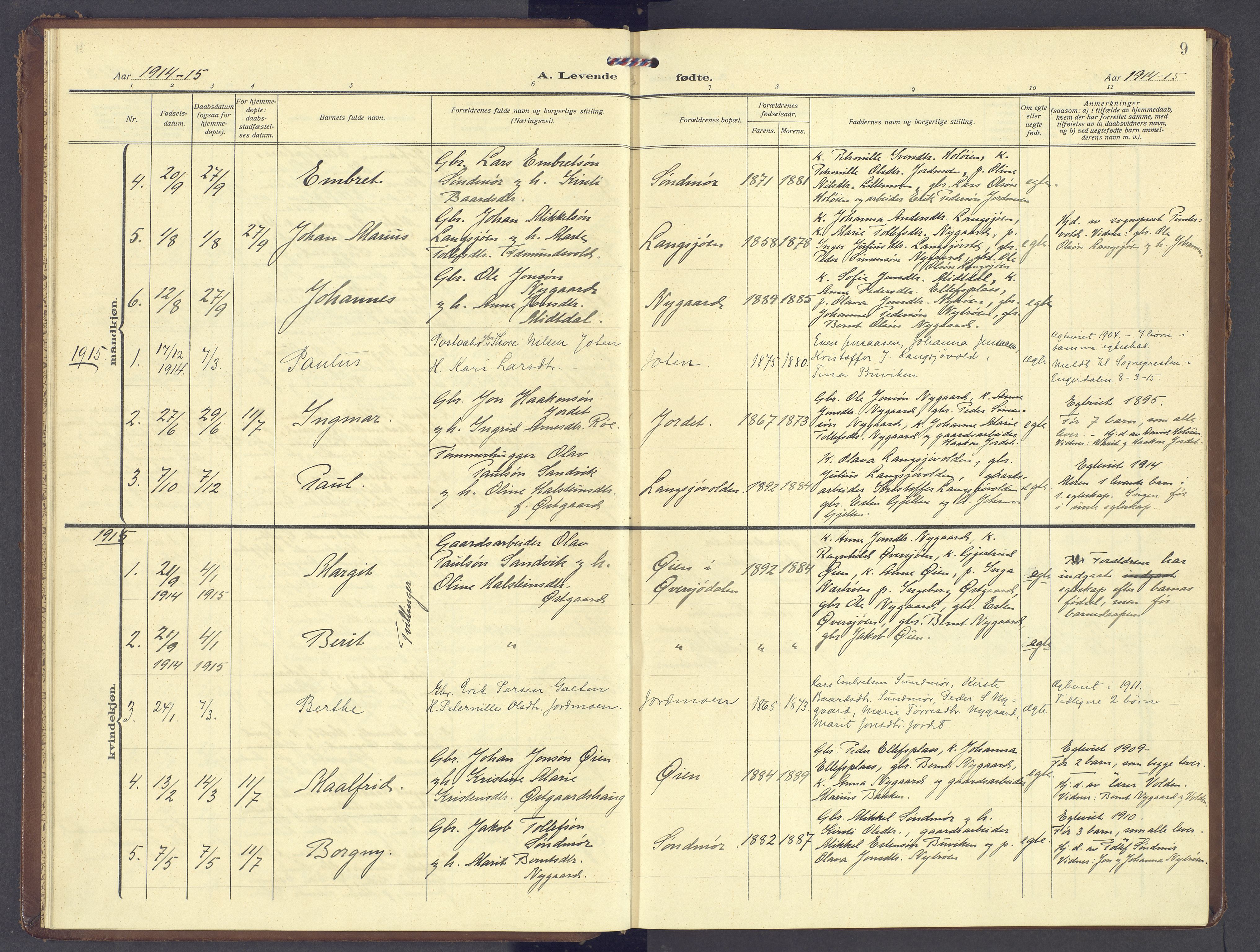 Tolga prestekontor, SAH/PREST-062/K/L0013: Parish register (official) no. 13, 1908-1915, p. 9