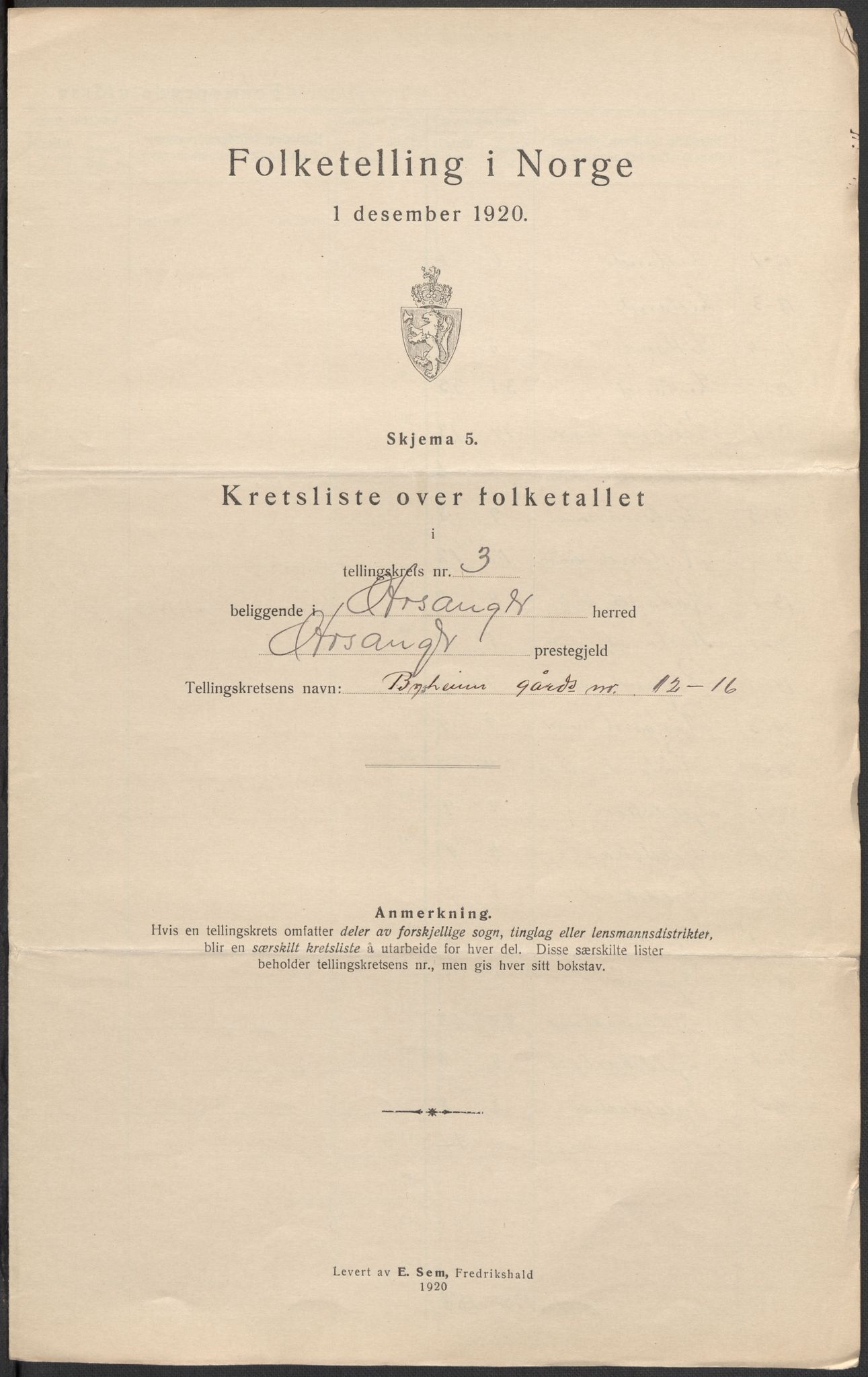 SAB, 1920 census for Hosanger, 1920, p. 11