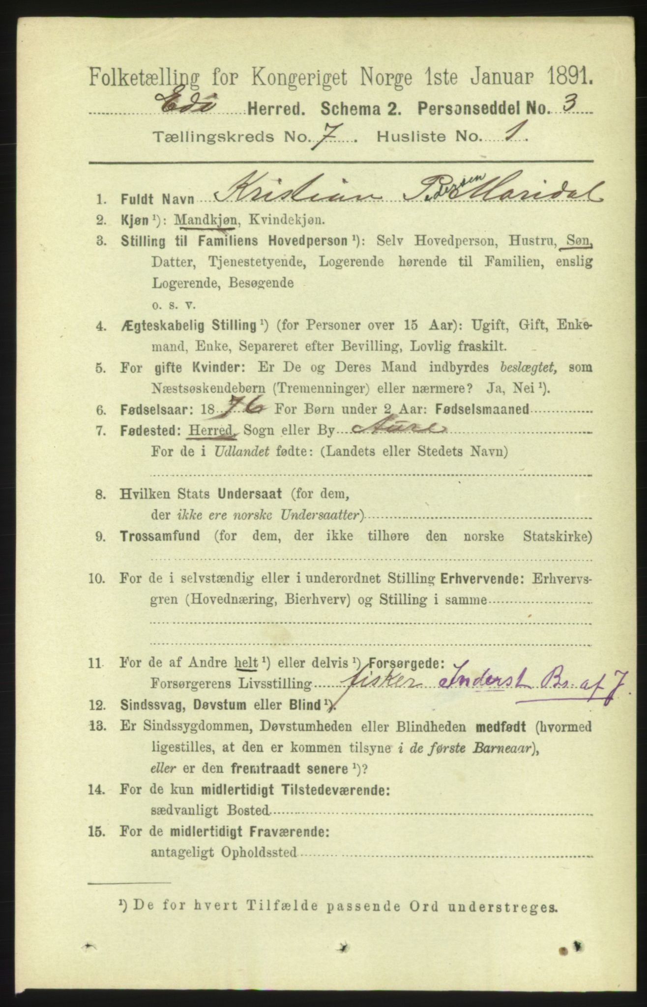 RA, 1891 census for 1573 Edøy, 1891, p. 1588