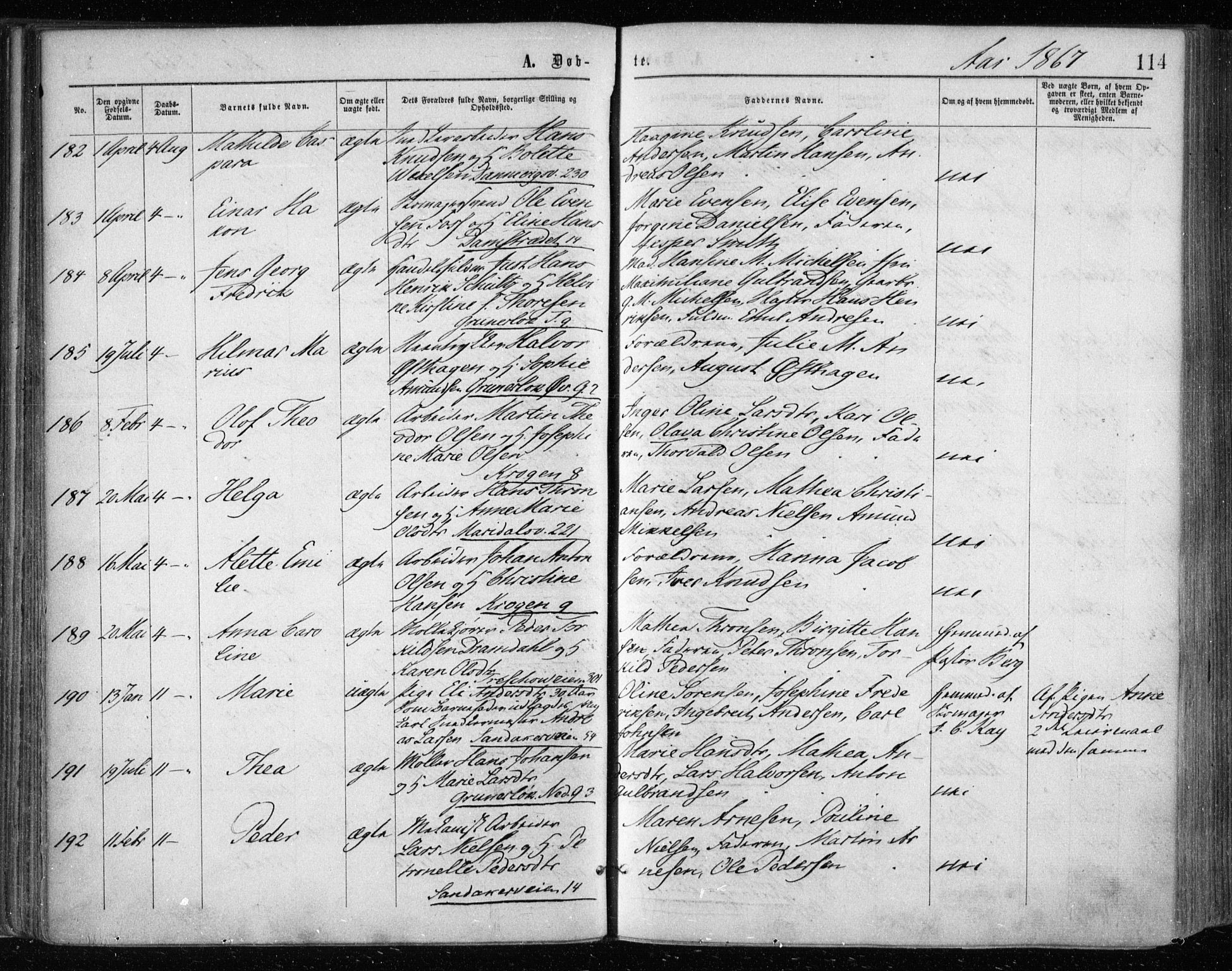 Gamle Aker prestekontor Kirkebøker, SAO/A-10617a/F/L0002: Parish register (official) no. 2, 1864-1872, p. 114