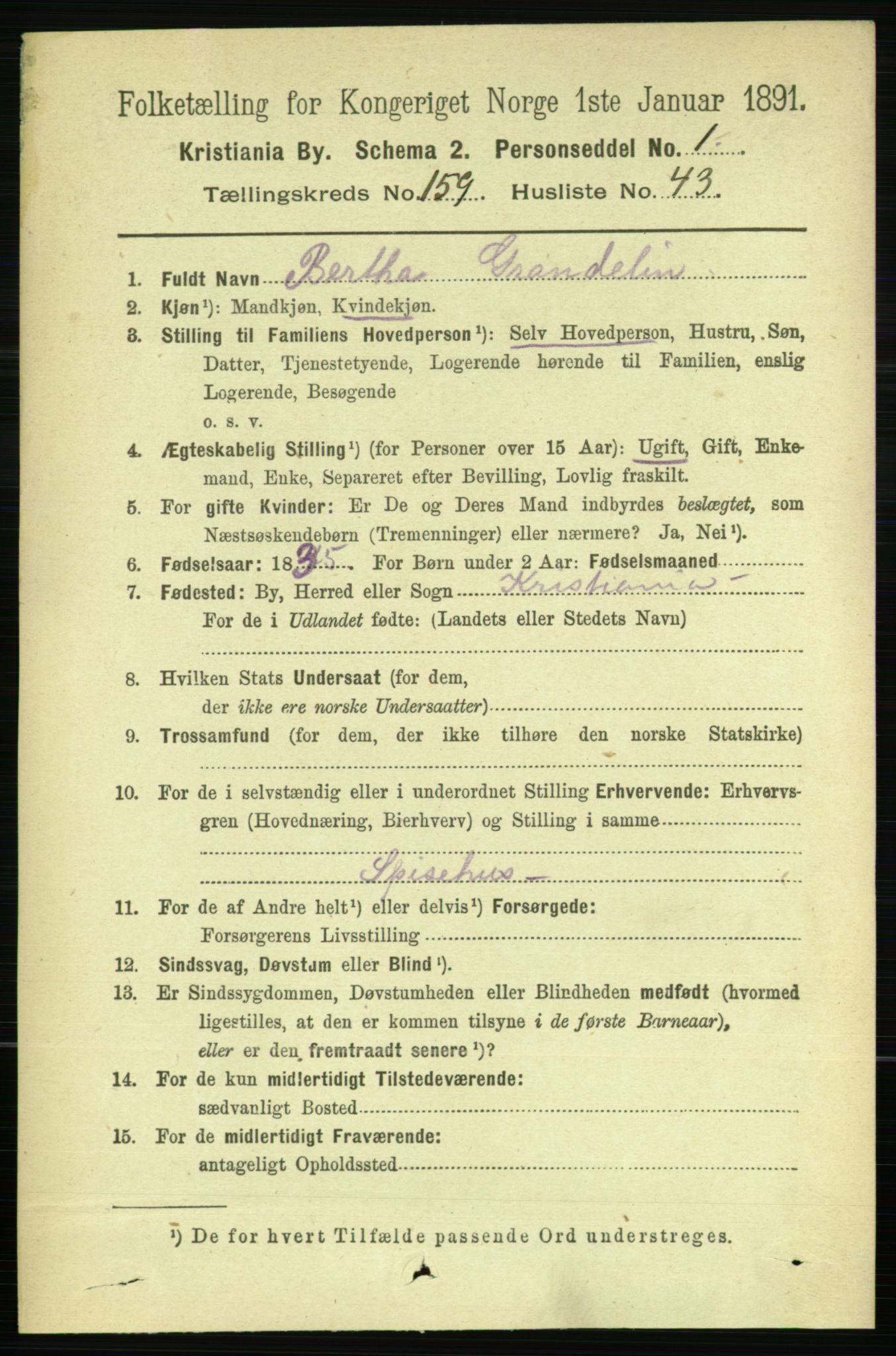 RA, 1891 census for 0301 Kristiania, 1891, p. 90646