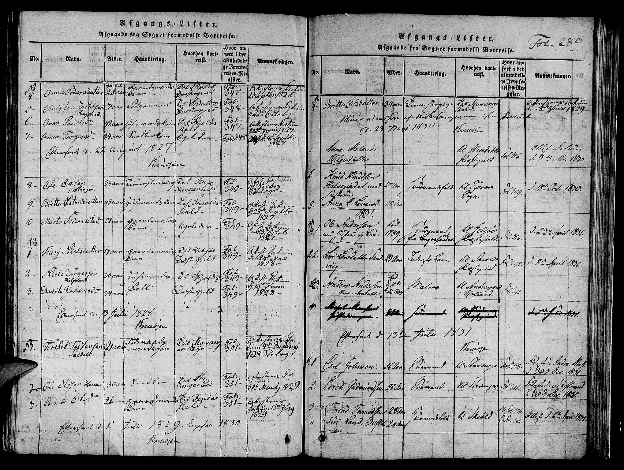 Nedstrand sokneprestkontor, SAST/A-101841/01/IV: Parish register (official) no. A 6, 1816-1838, p. 289