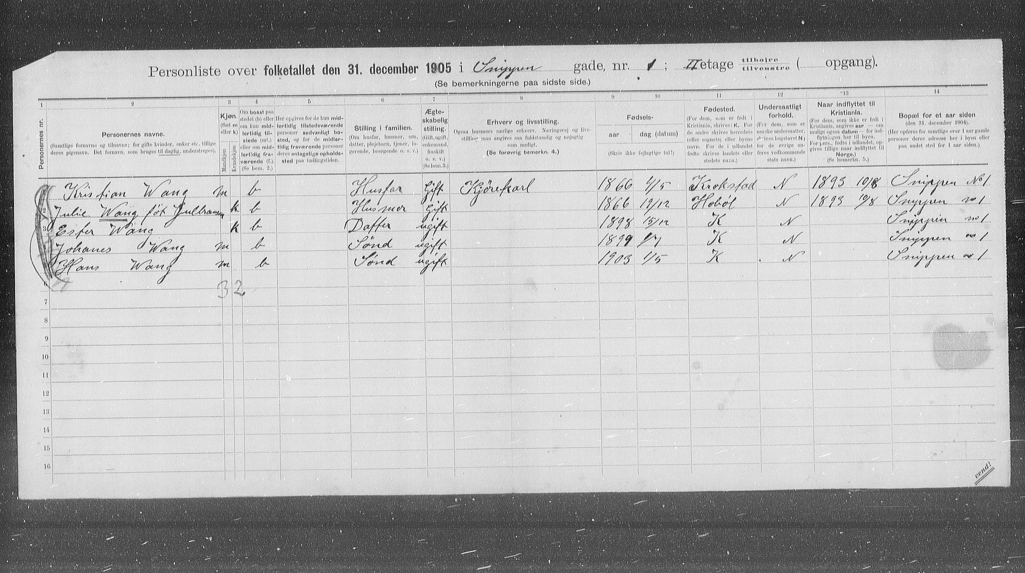 OBA, Municipal Census 1905 for Kristiania, 1905, p. 50828