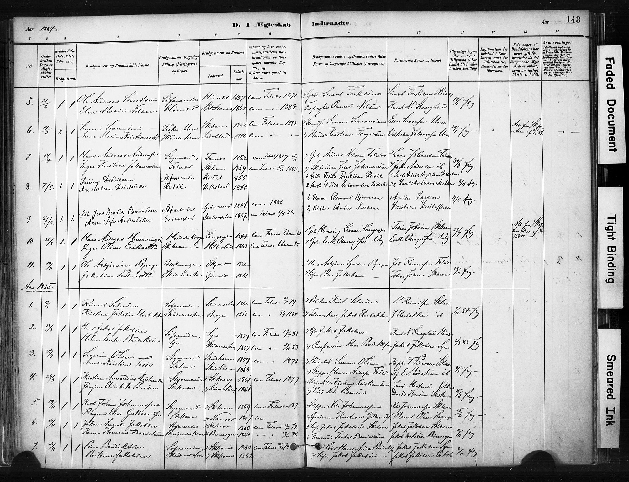 Skudenes sokneprestkontor, SAST/A -101849/H/Ha/Haa/L0008: Parish register (official) no. A 5, 1882-1912, p. 143