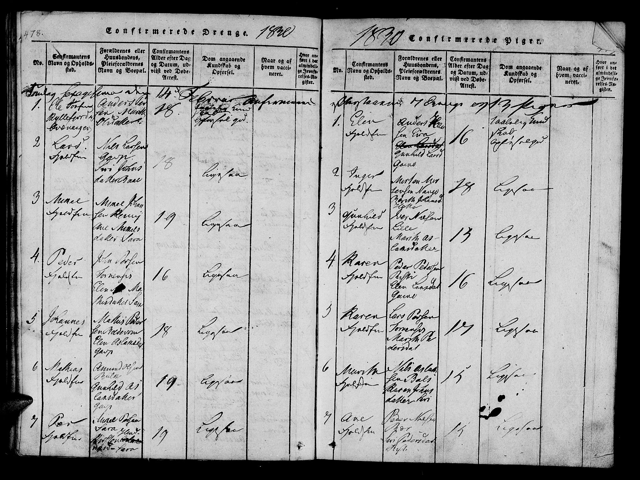 Kistrand/Porsanger sokneprestembete, SATØ/S-1351/H/Ha/L0010.kirke: Parish register (official) no. 10, 1821-1842, p. 478-479