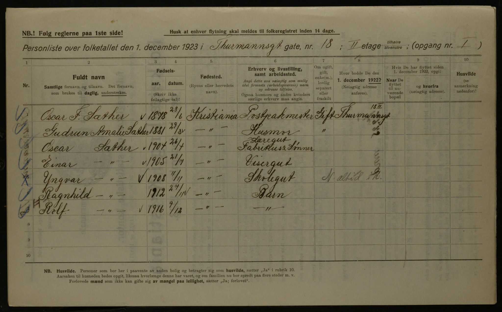 OBA, Municipal Census 1923 for Kristiania, 1923, p. 123198