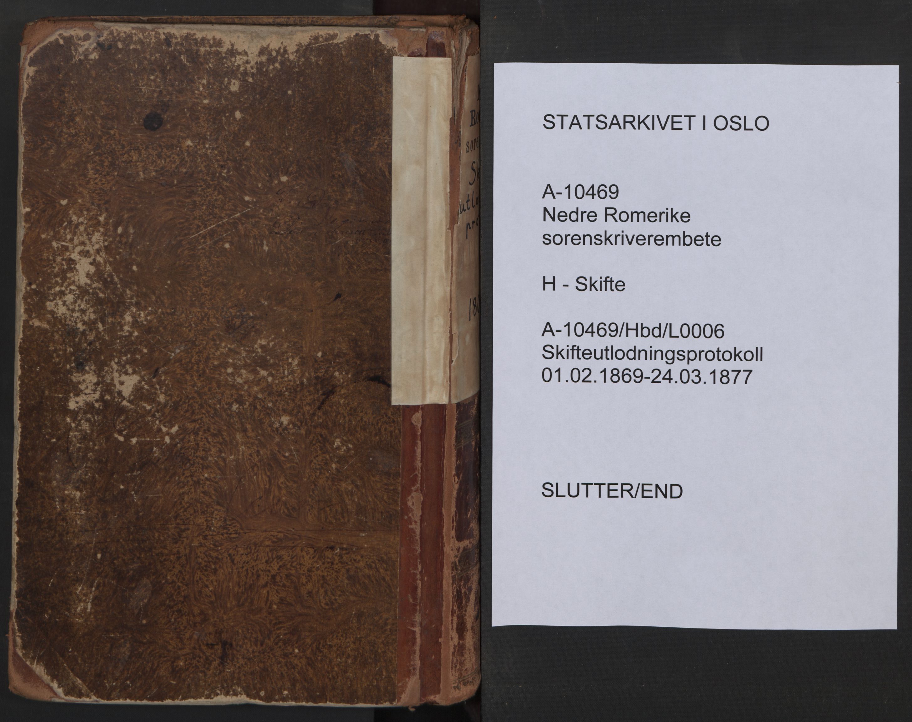 Nedre Romerike sorenskriveri, SAO/A-10469/H/He/Hec/L0006: Skifteutlodningsprotokoll, 1869-1877