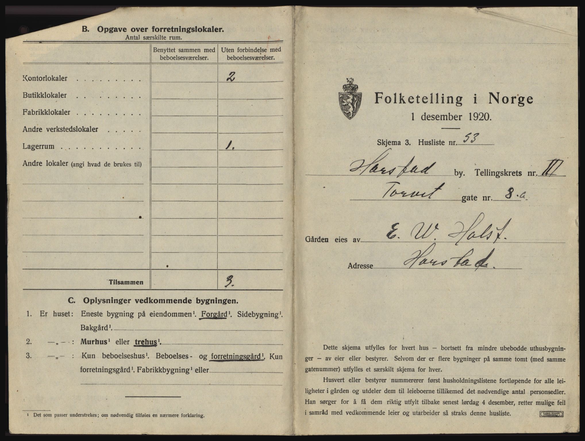 SATØ, 1920 census for Harstad, 1920, p. 371