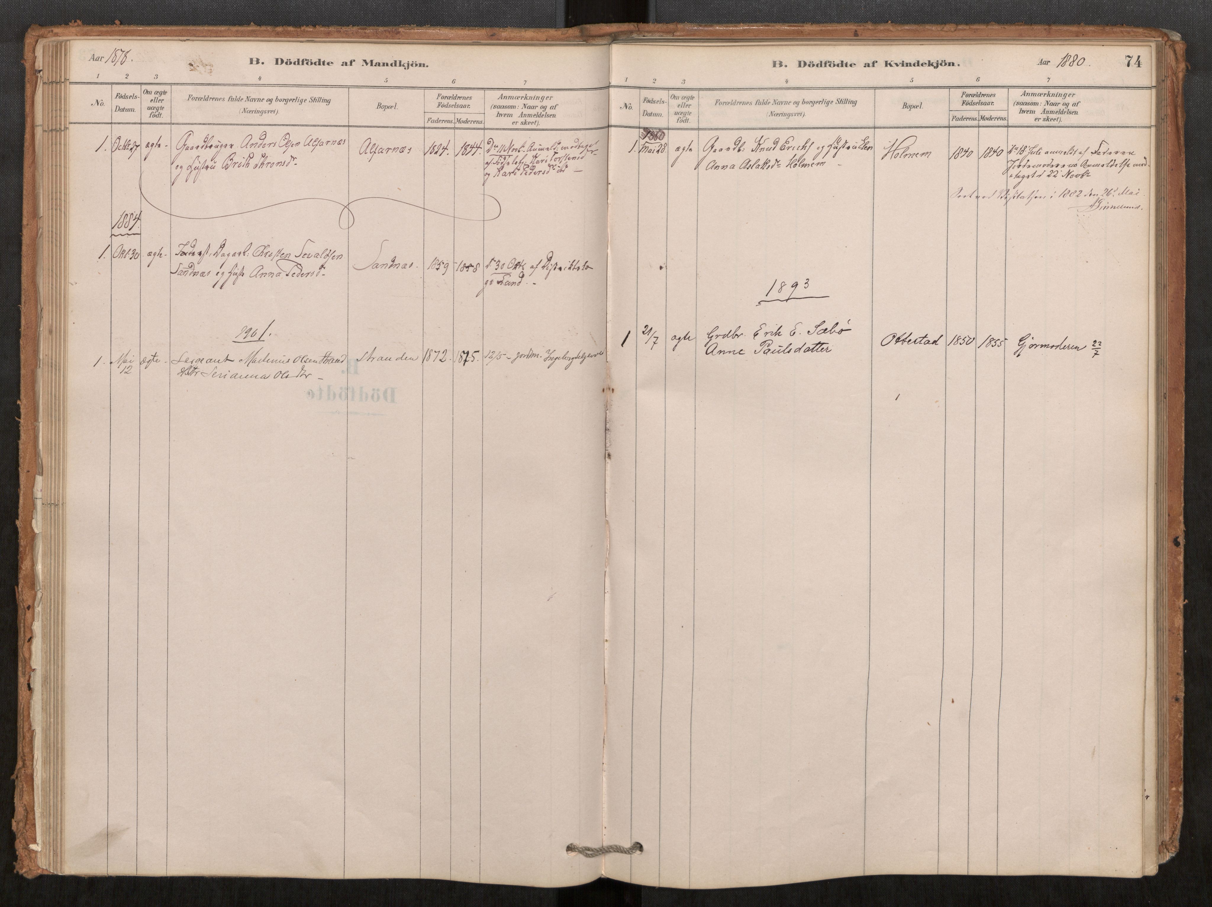 Ministerialprotokoller, klokkerbøker og fødselsregistre - Møre og Romsdal, AV/SAT-A-1454/548/L0615: Parish register (official) no. 548A02, 1878-1906, p. 74