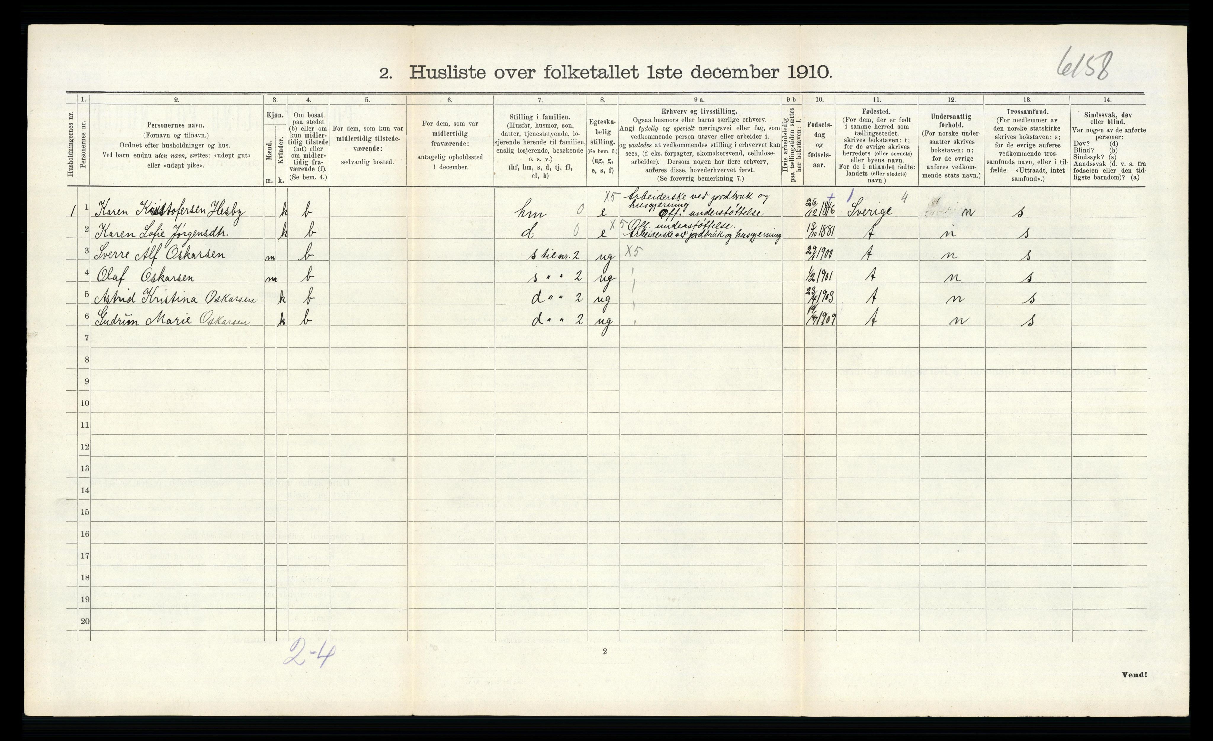 RA, 1910 census for Sem, 1910, p. 231