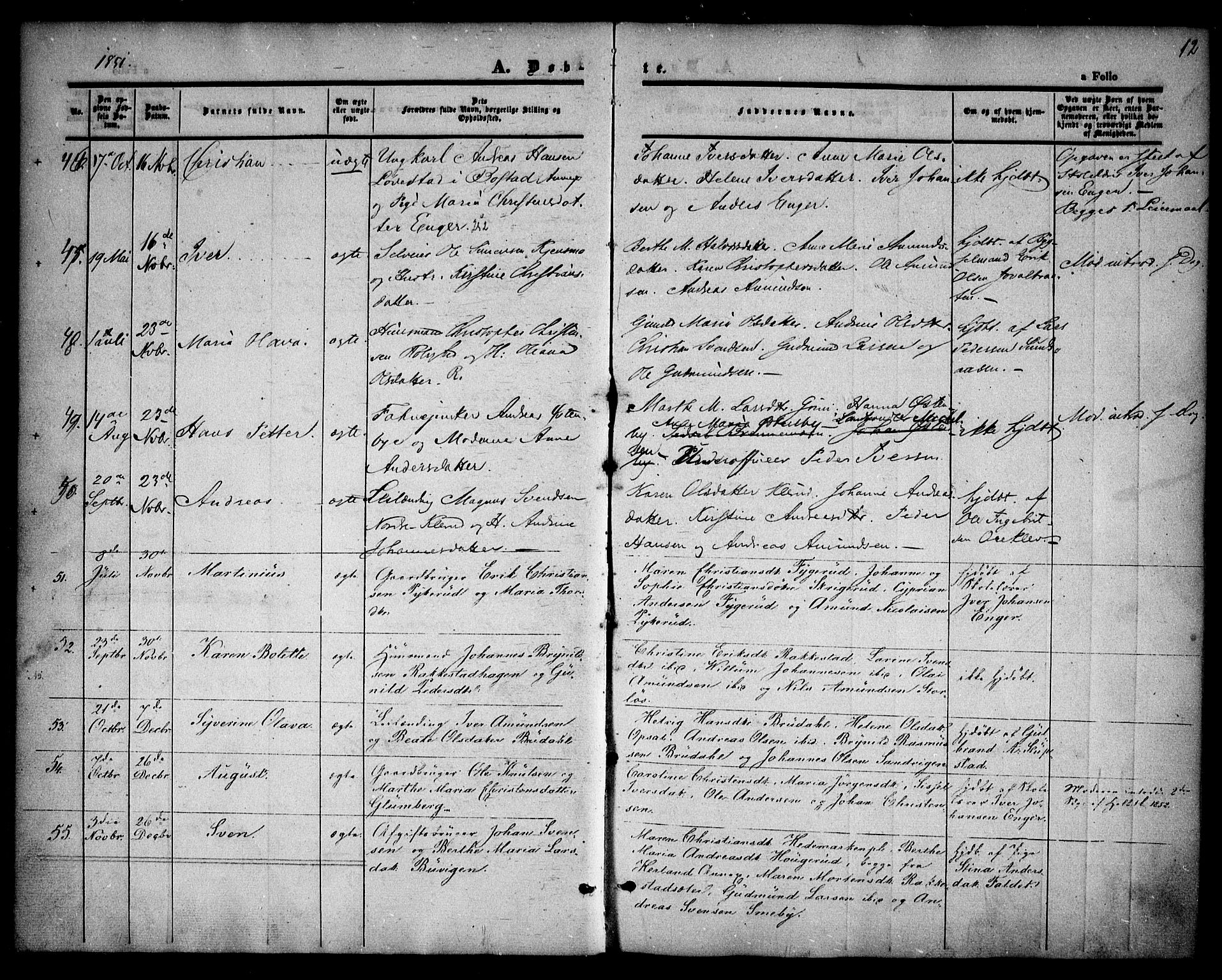 Rødenes prestekontor Kirkebøker, AV/SAO-A-2005/F/Fa/L0006: Parish register (official) no. I 6, 1850-1859, p. 12