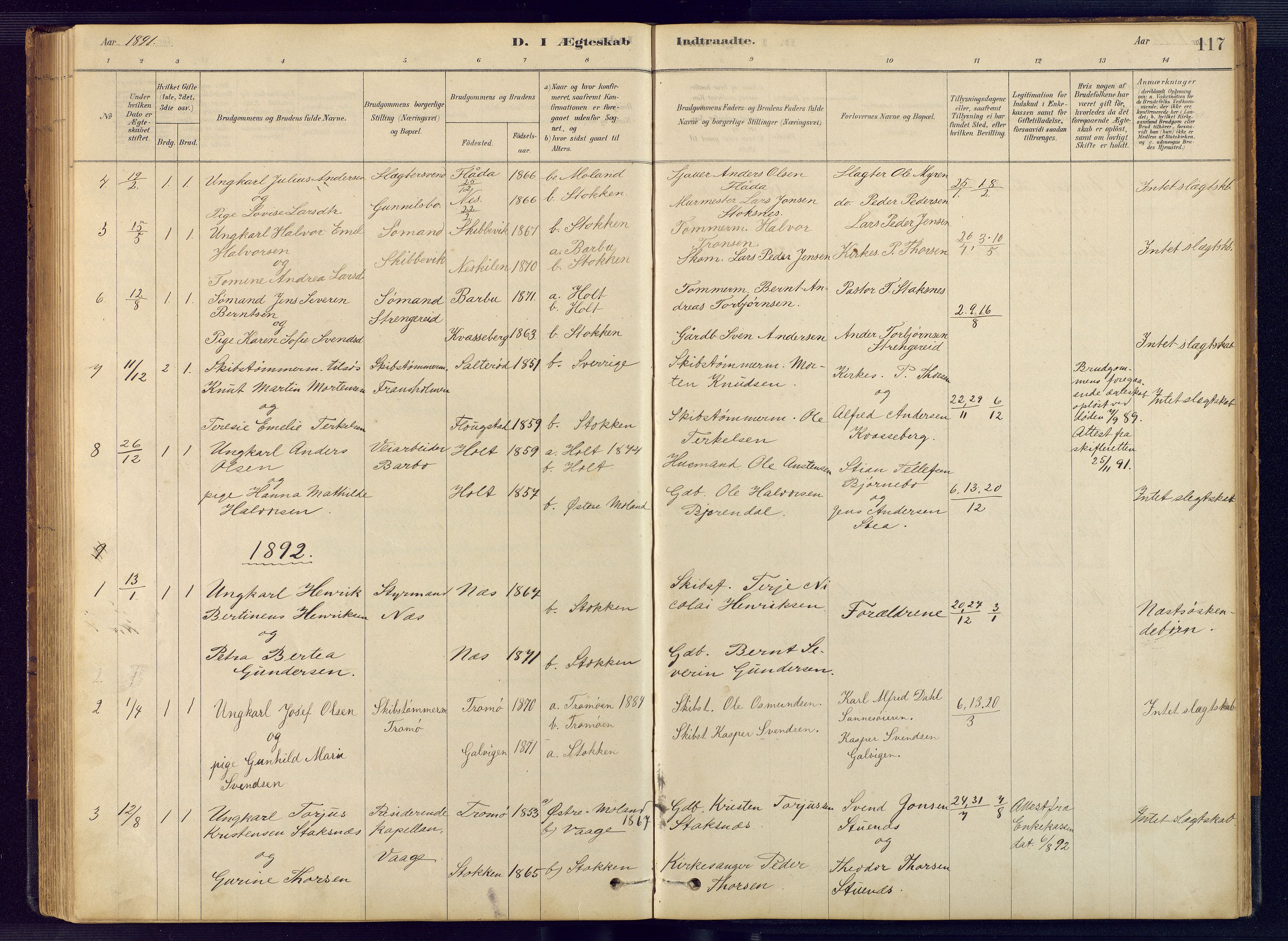 Austre Moland sokneprestkontor, SAK/1111-0001/F/Fb/Fbb/L0001: Parish register (copy) no. B 1, 1878-1904, p. 117
