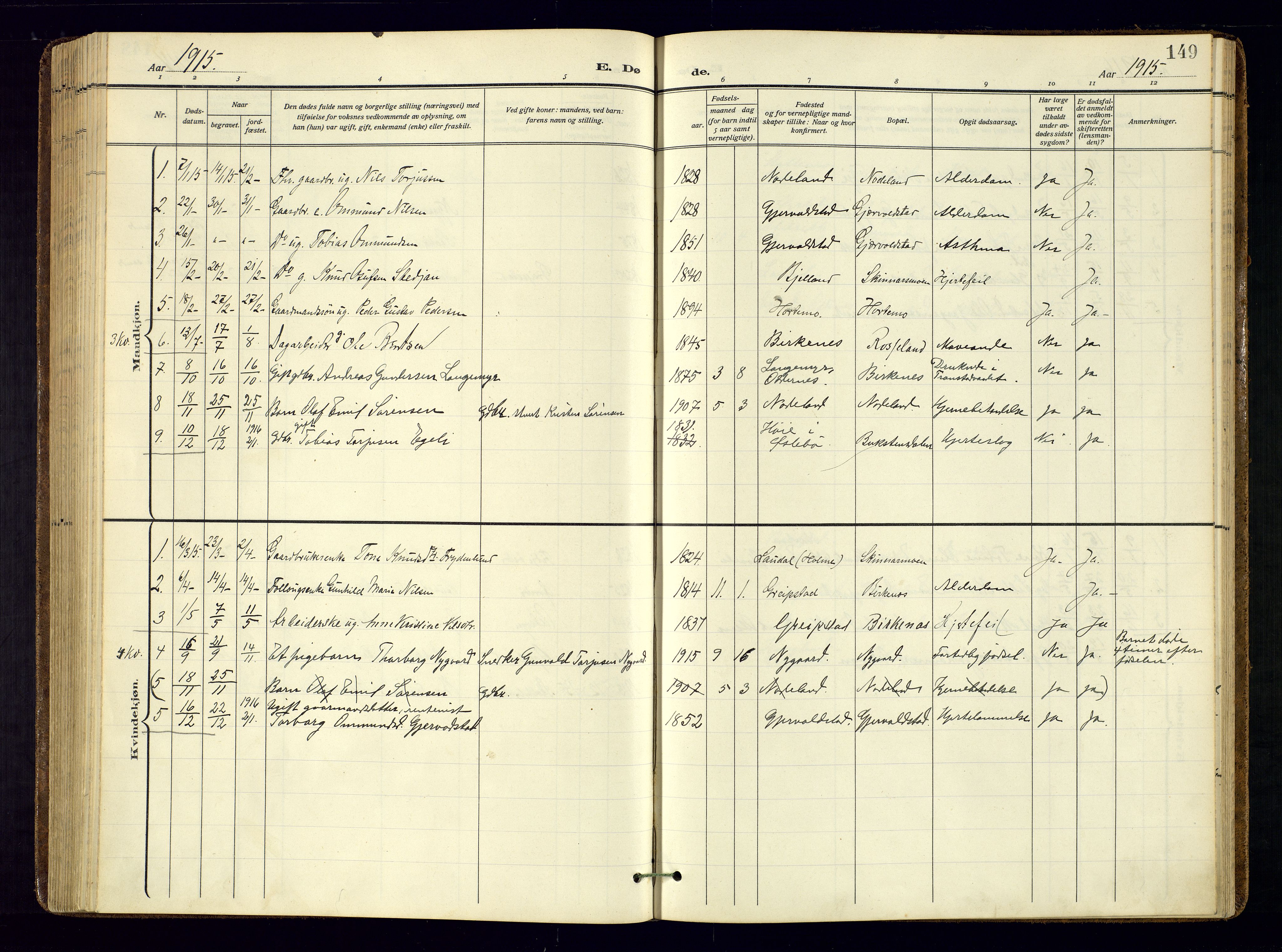 Søgne sokneprestkontor, AV/SAK-1111-0037/F/Fa/Faa/L0004: Parish register (official) no. A-4, 1911-1945, p. 149