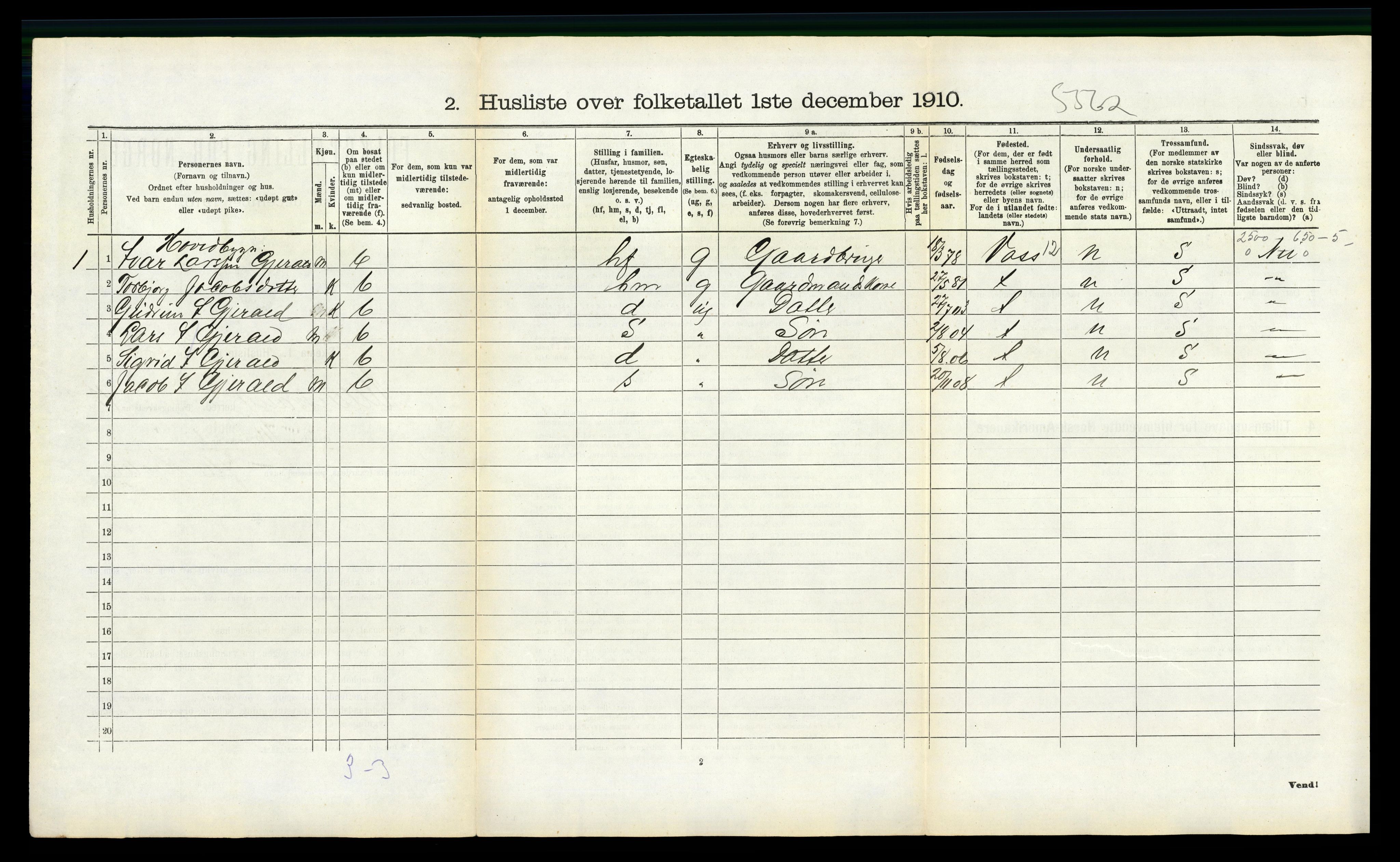 RA, 1910 census for Ullensvang, 1910, p. 1470