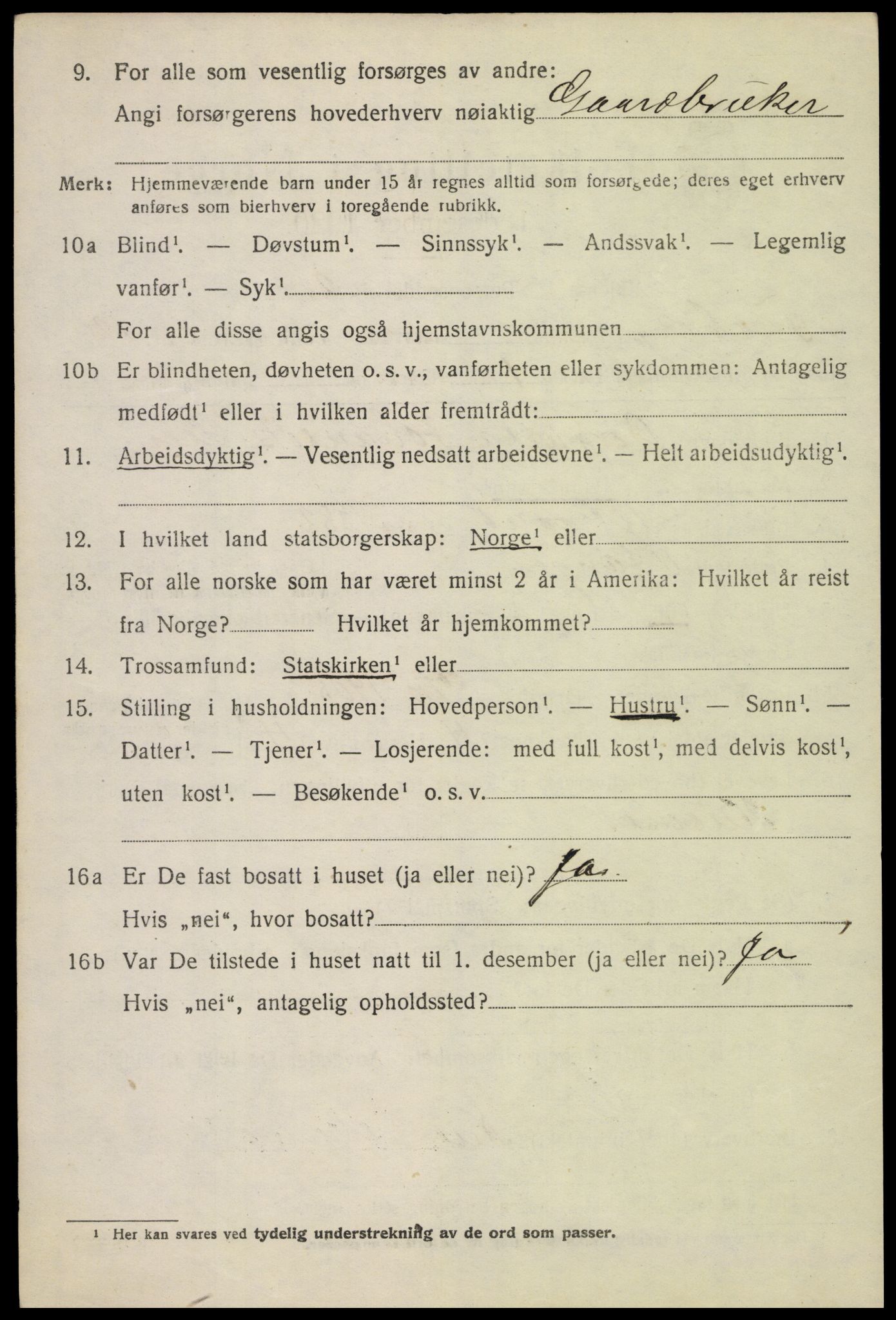 SAH, 1920 census for Fåberg, 1920, p. 12723