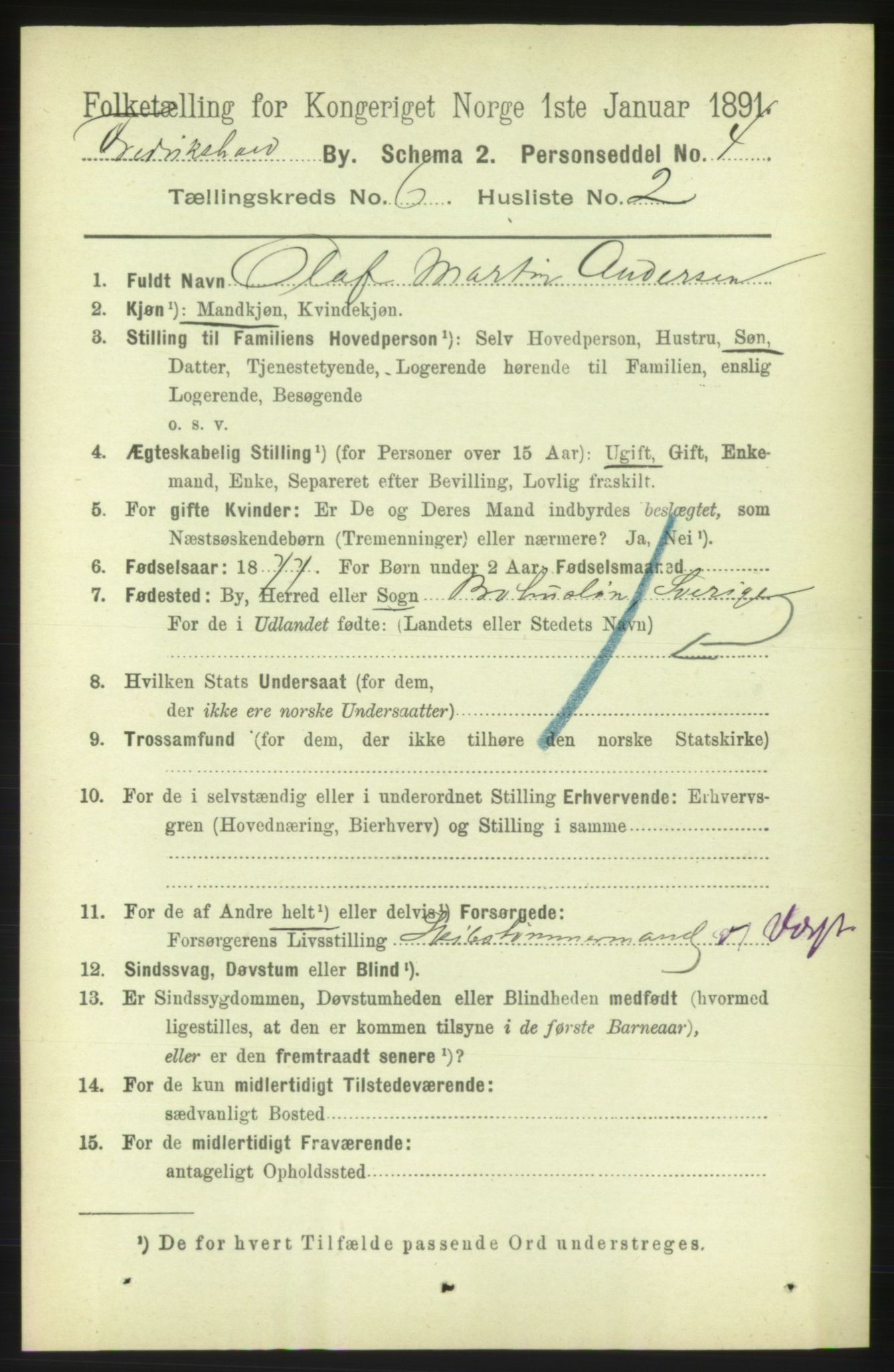 RA, 1891 census for 0101 Fredrikshald, 1891, p. 4467