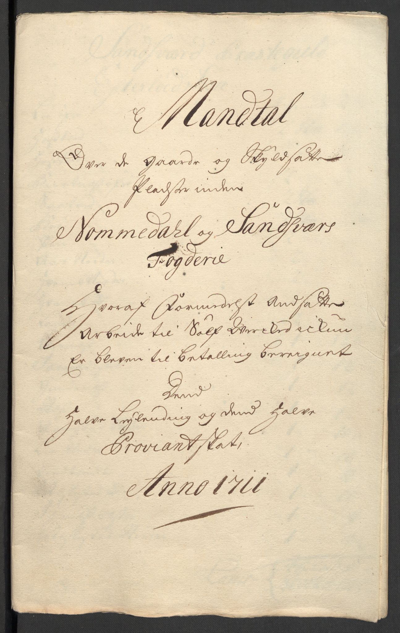 Rentekammeret inntil 1814, Reviderte regnskaper, Fogderegnskap, AV/RA-EA-4092/R24/L1586: Fogderegnskap Numedal og Sandsvær, 1711, p. 310