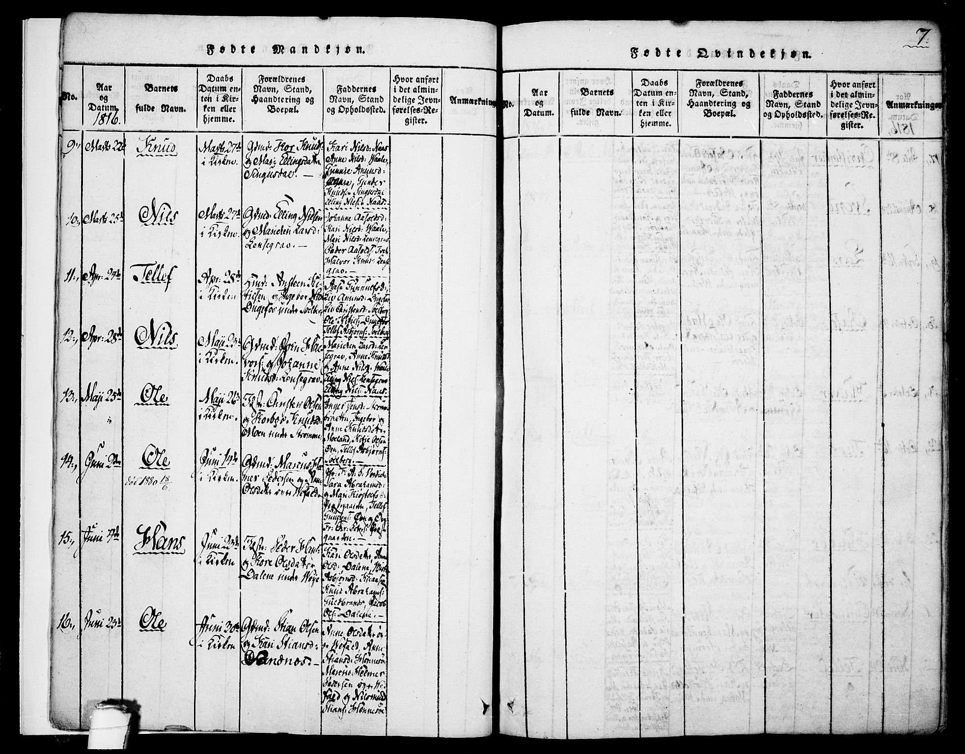 Drangedal kirkebøker, AV/SAKO-A-258/F/Fa/L0005: Parish register (official) no. 5 /1, 1814-1831, p. 7