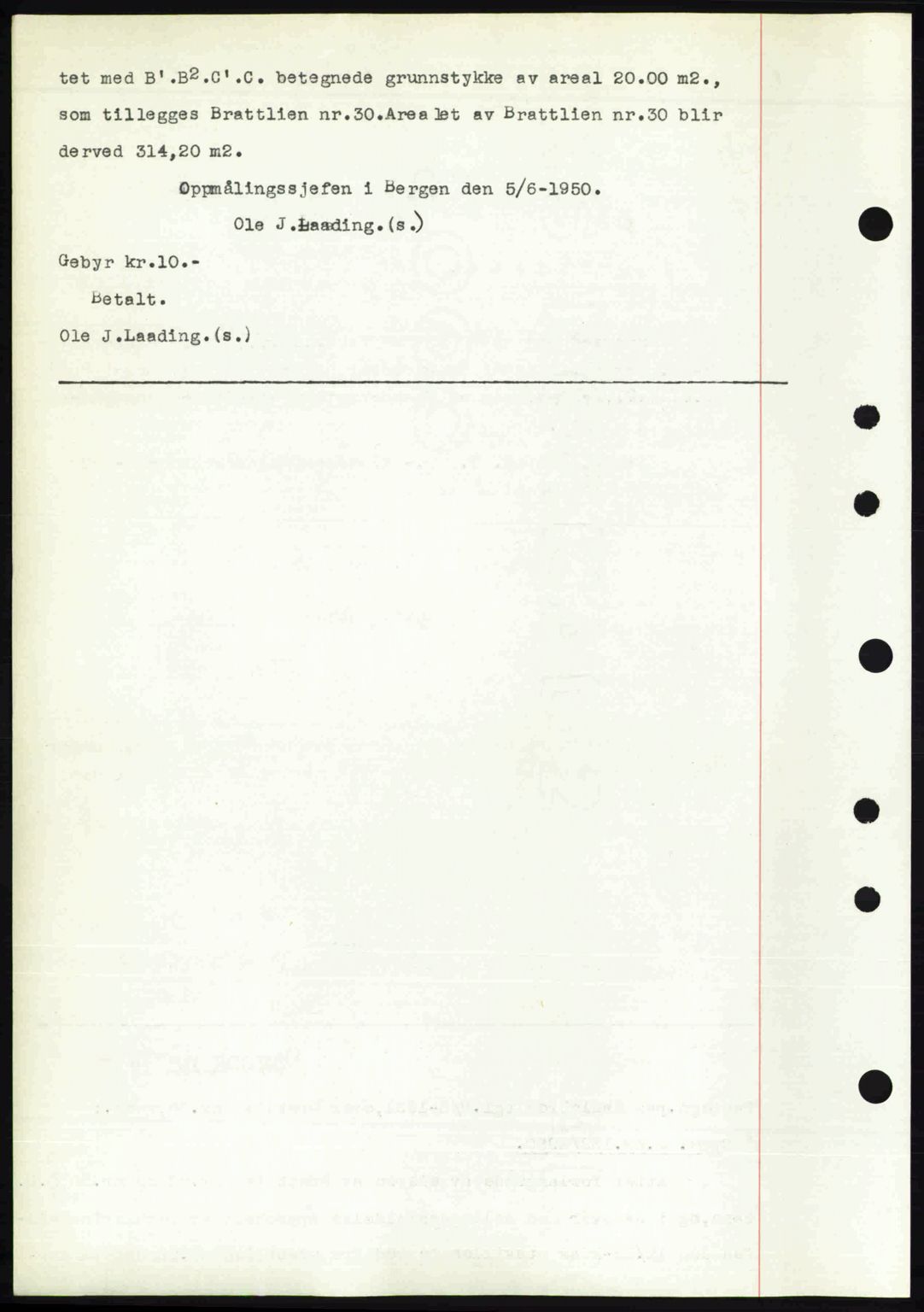 Byfogd og Byskriver i Bergen, AV/SAB-A-3401/03/03Bc/L0033: Mortgage book no. A26-27, 1950-1950, Diary no: : 5443/1950