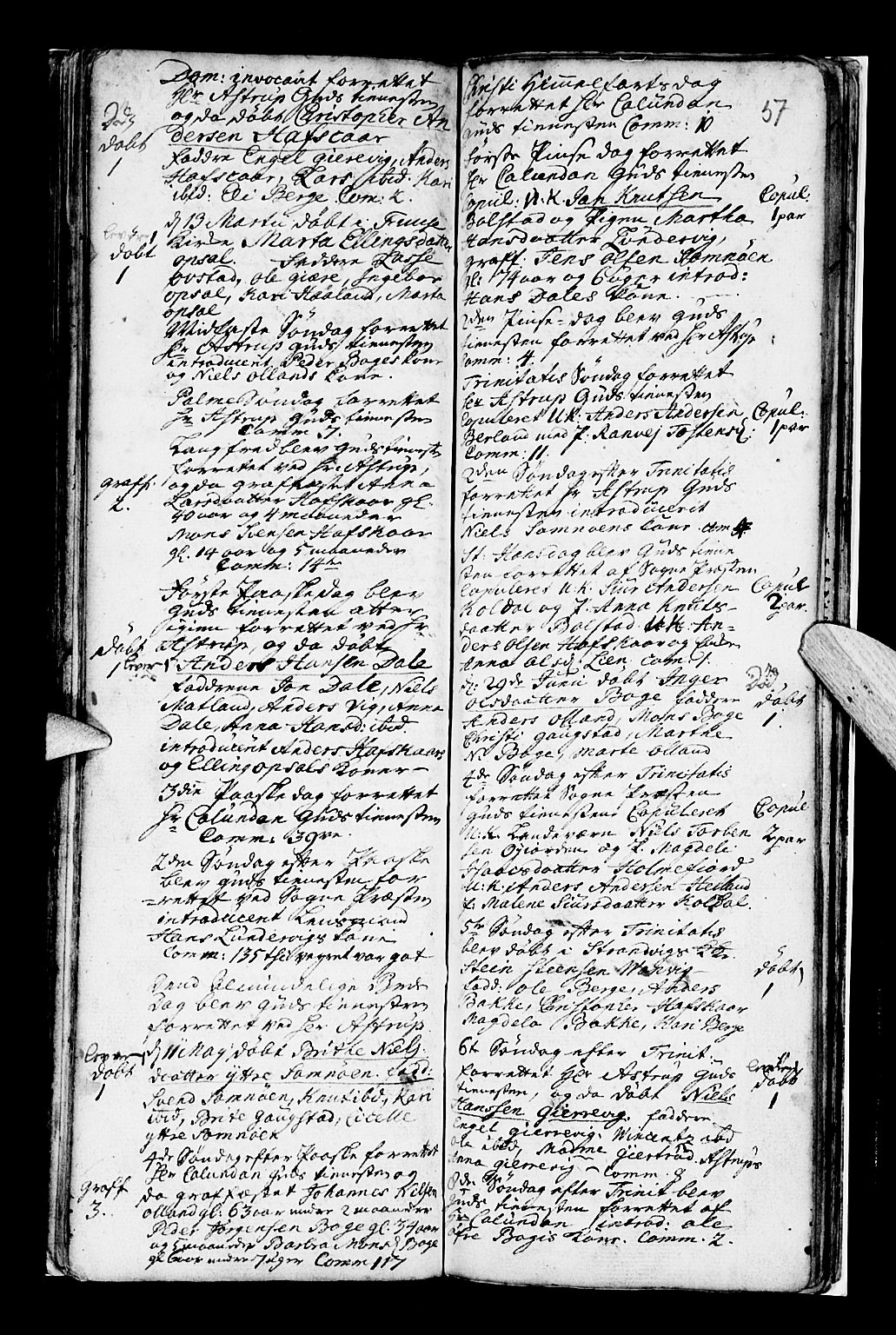 Os sokneprestembete, AV/SAB-A-99929: Parish register (official) no. A 7, 1723-1760, p. 57