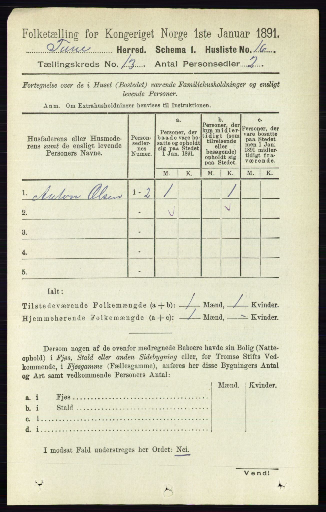 RA, 1891 census for 0130 Tune, 1891, p. 7553
