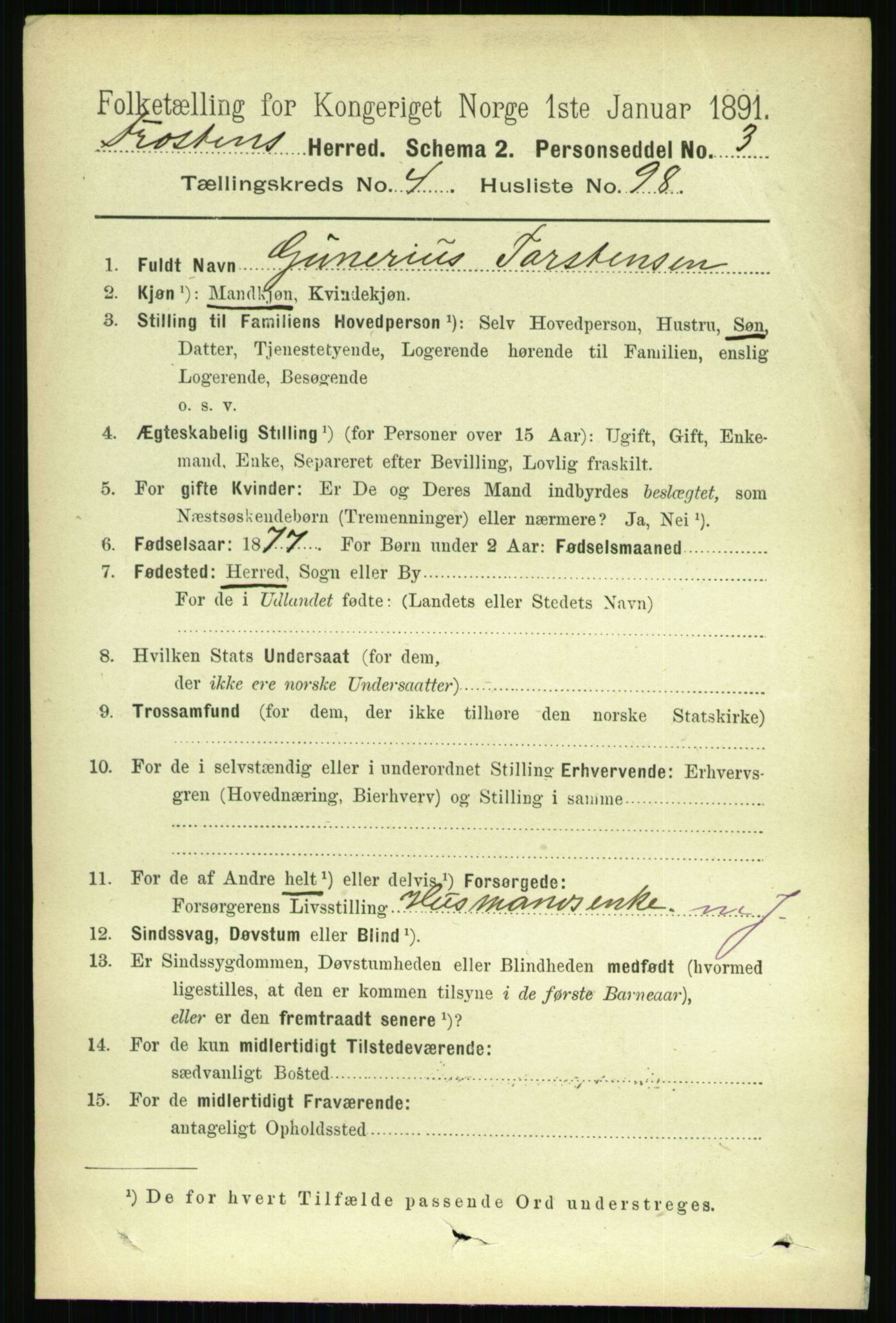 RA, 1891 census for 1717 Frosta, 1891, p. 3241