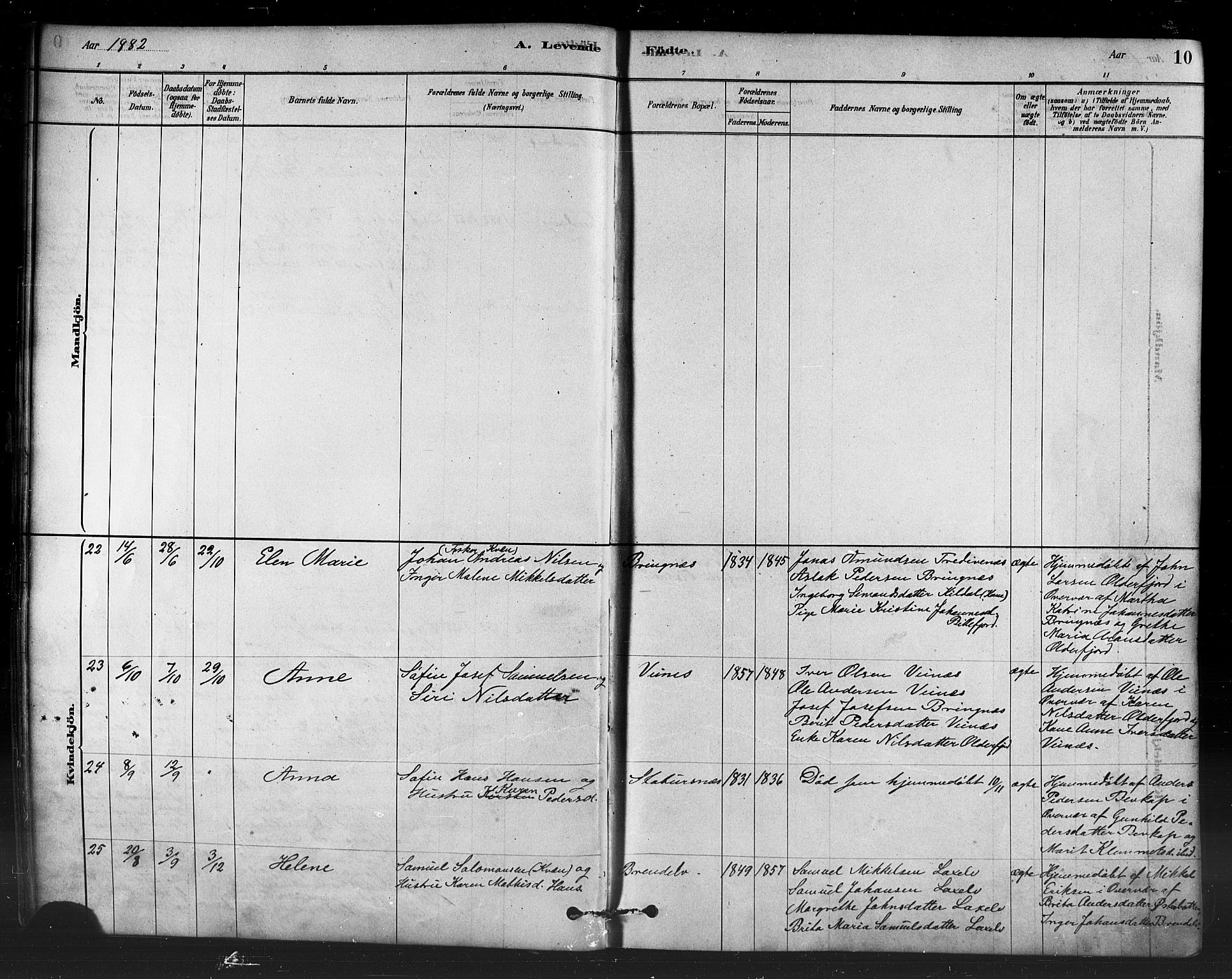 Kistrand/Porsanger sokneprestembete, AV/SATØ-S-1351/H/Ha/L0007.kirke: Parish register (official) no. 7, 1881-1889, p. 10