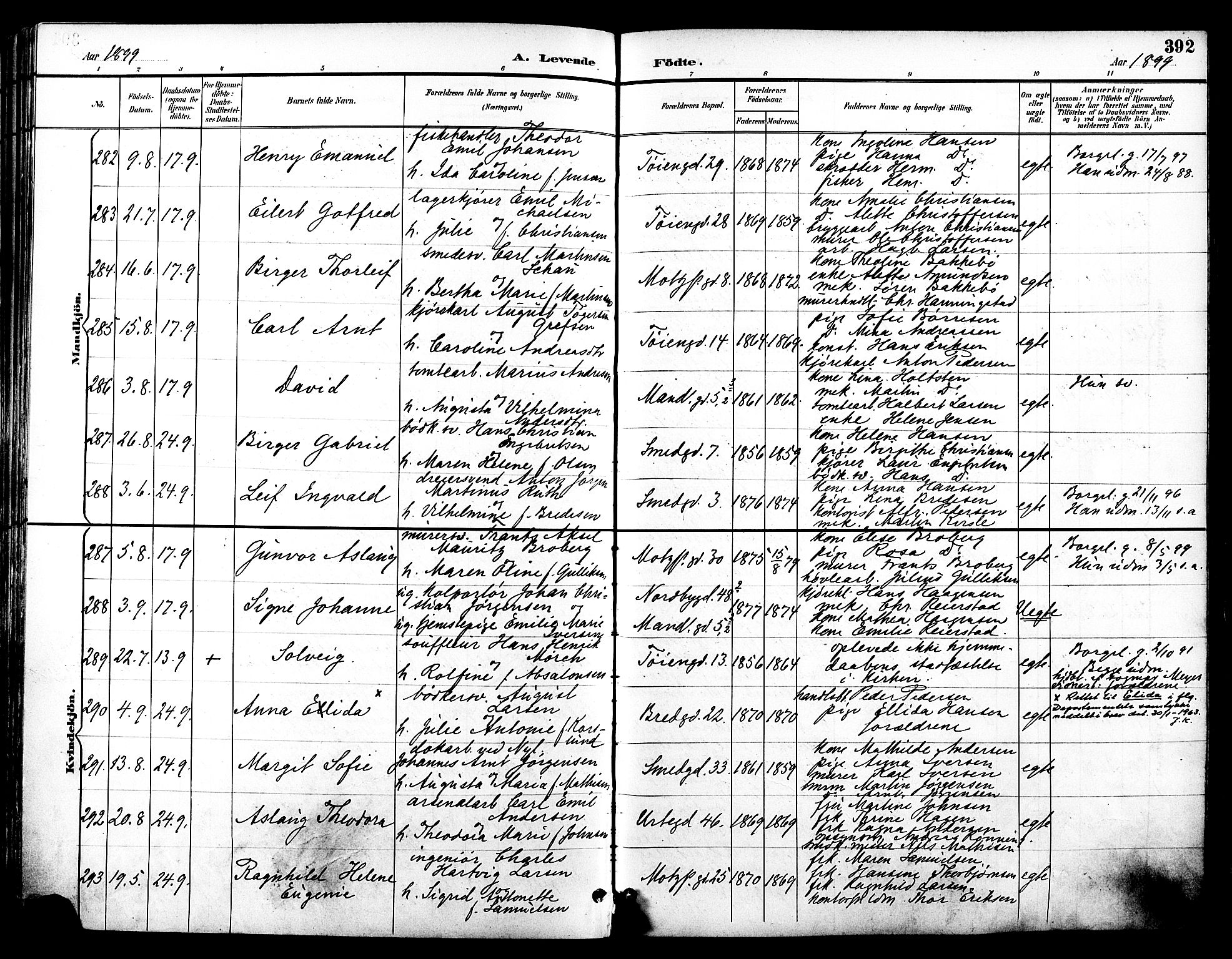 Grønland prestekontor Kirkebøker, SAO/A-10848/F/Fa/L0012: Parish register (official) no. 12, 1893-1900, p. 392