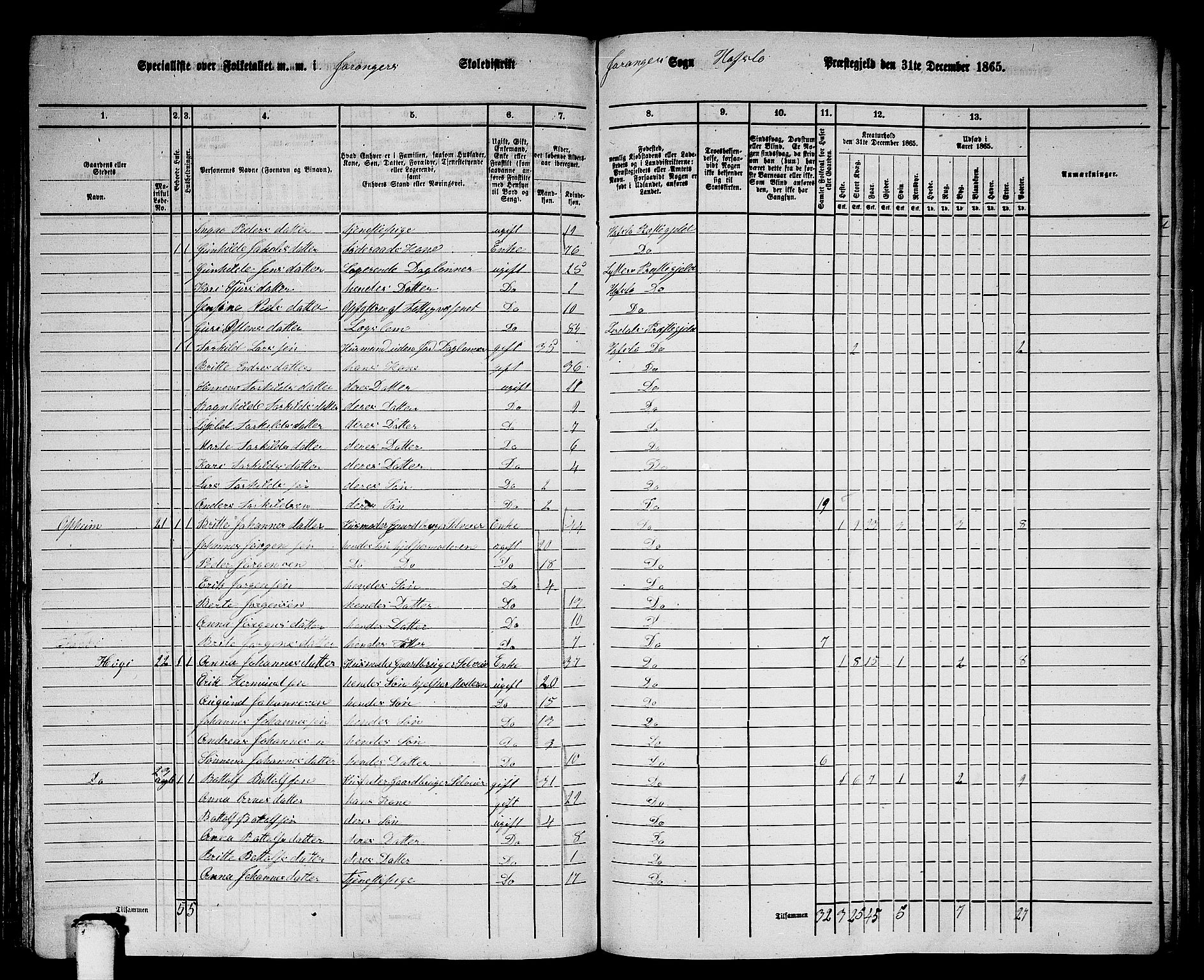 RA, 1865 census for Hafslo, 1865, p. 124