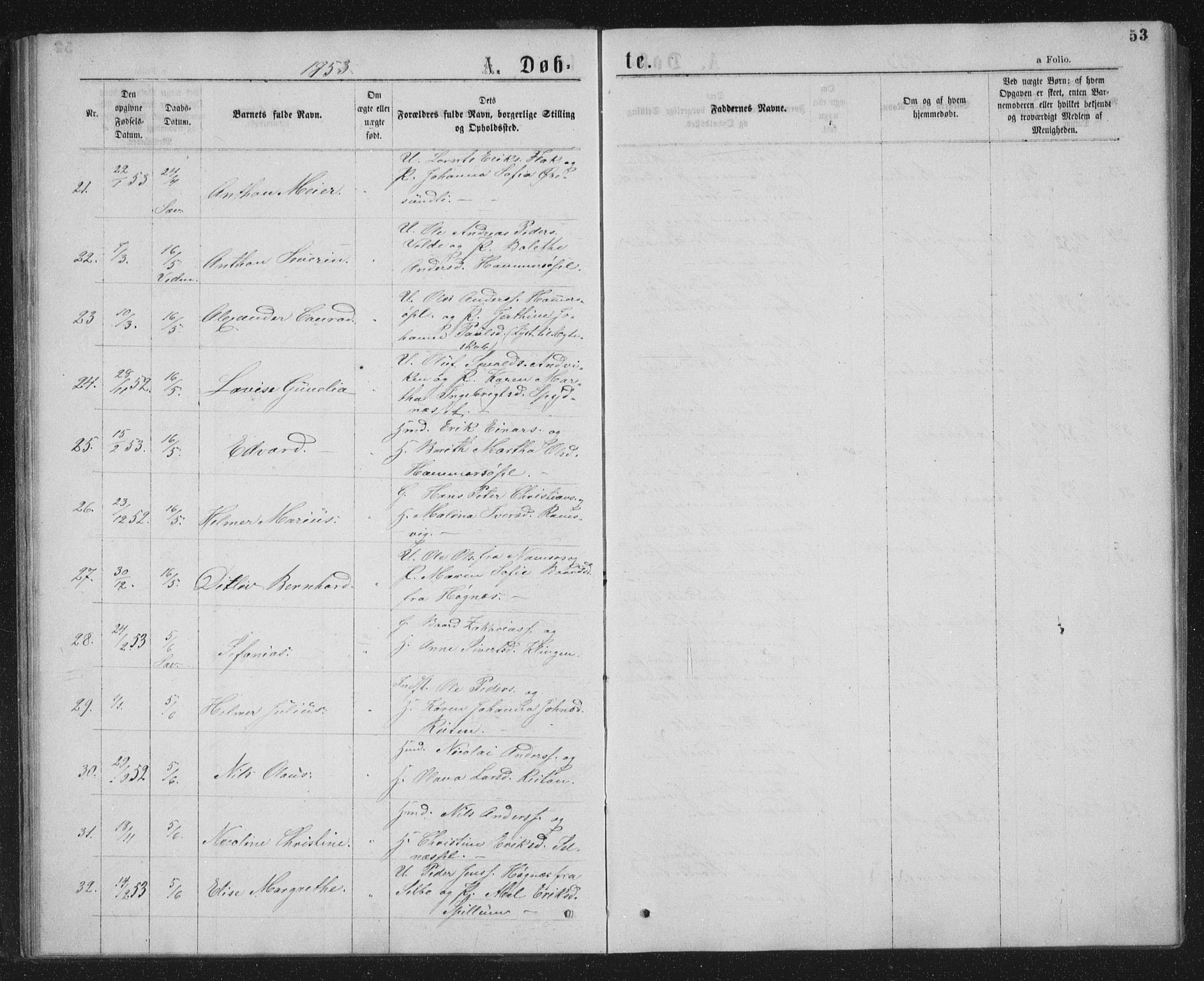 Ministerialprotokoller, klokkerbøker og fødselsregistre - Nord-Trøndelag, AV/SAT-A-1458/768/L0566: Parish register (official) no. 768A01, 1836-1865, p. 53