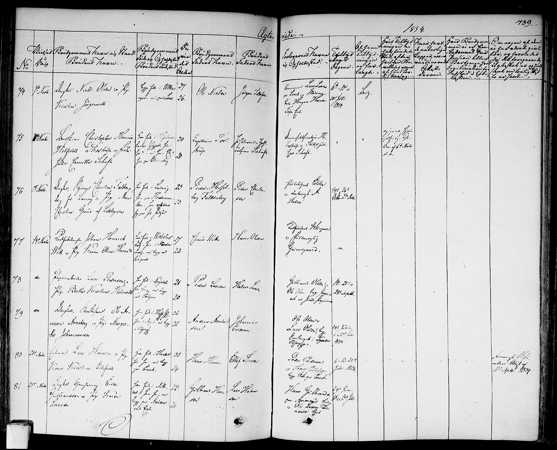 Aker prestekontor kirkebøker, SAO/A-10861/F/L0013: Parish register (official) no. 13, 1828-1837, p. 439