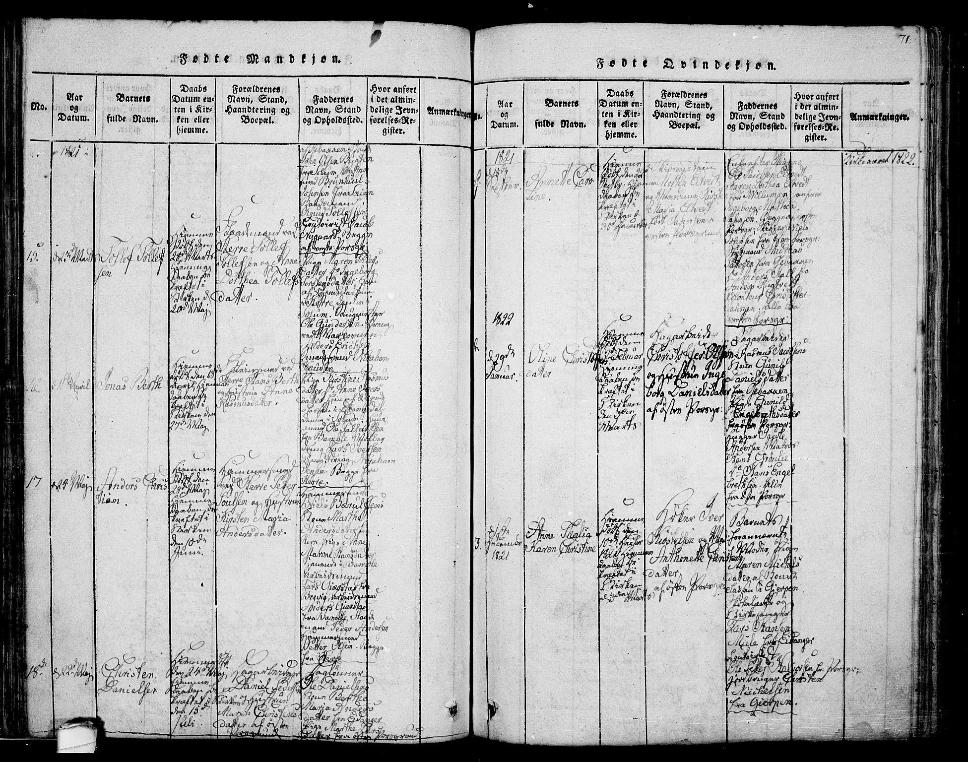 Porsgrunn kirkebøker , SAKO/A-104/F/Fa/L0004: Parish register (official) no. 4, 1814-1828, p. 71
