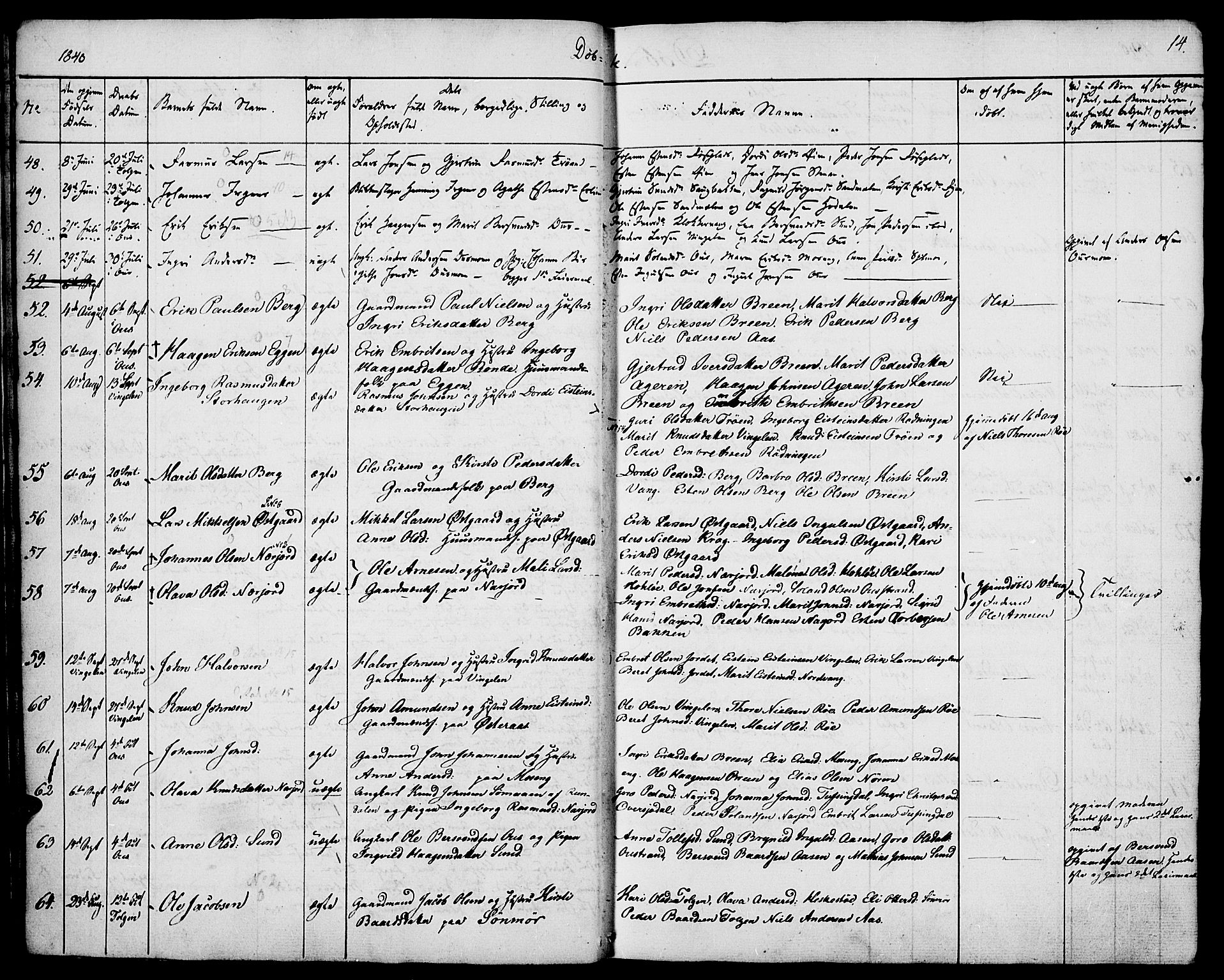 Tolga prestekontor, SAH/PREST-062/K/L0005: Parish register (official) no. 5, 1836-1852, p. 14