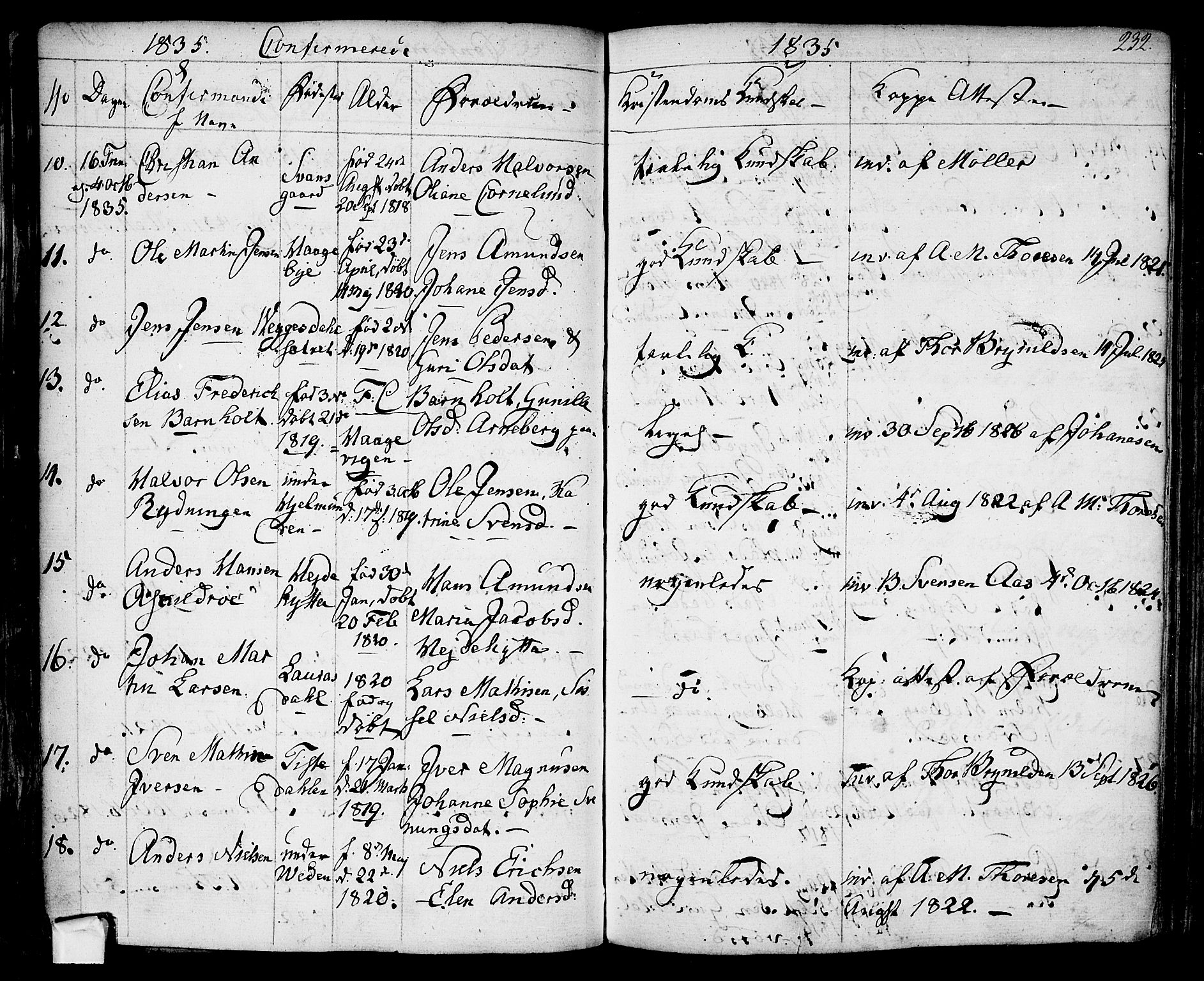 Berg prestekontor Kirkebøker, SAO/A-10902/F/Fa/L0003: Parish register (official) no. I 3, 1832-1842, p. 232