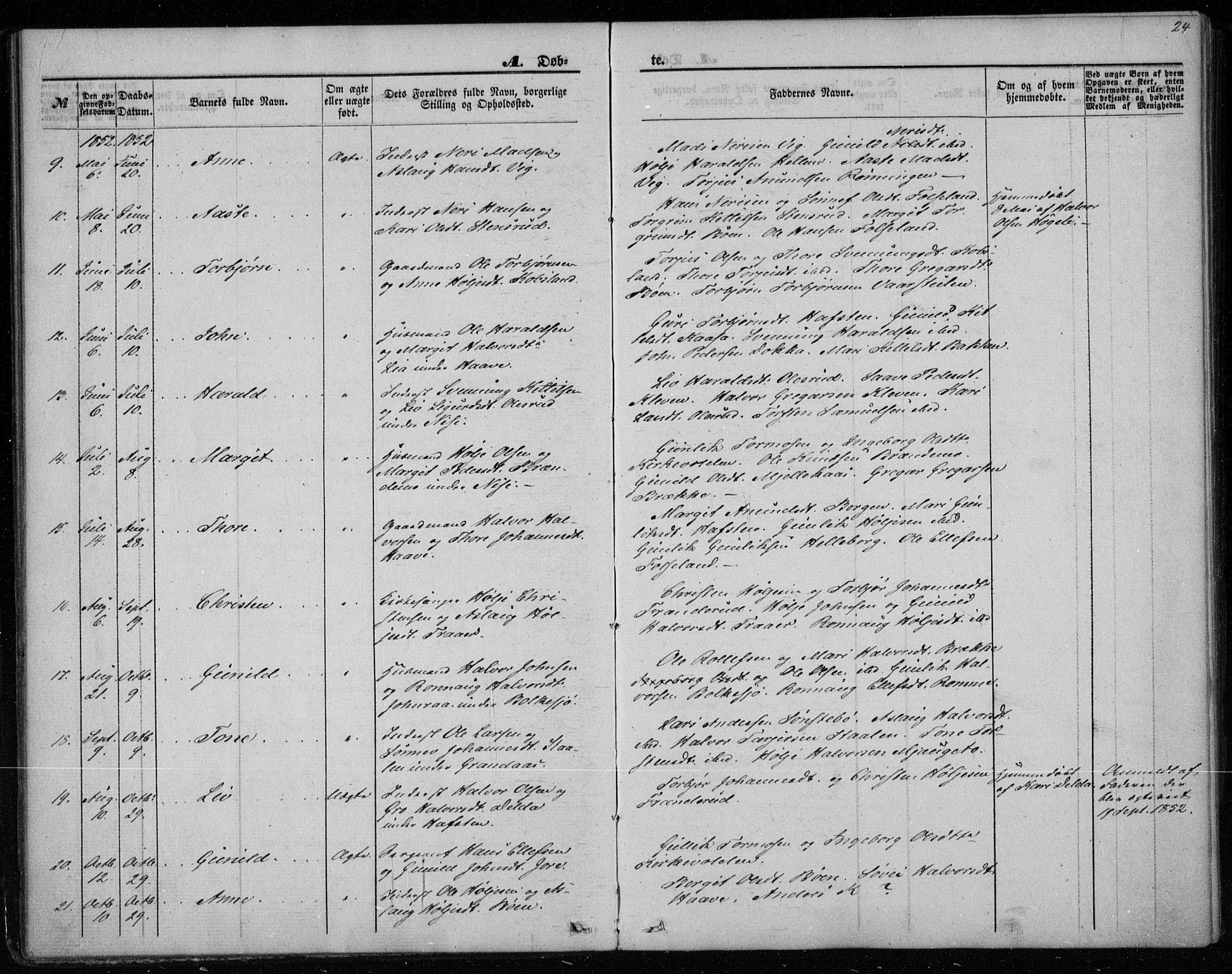 Gransherad kirkebøker, SAKO/A-267/F/Fa/L0002: Parish register (official) no. I 2, 1844-1859, p. 24