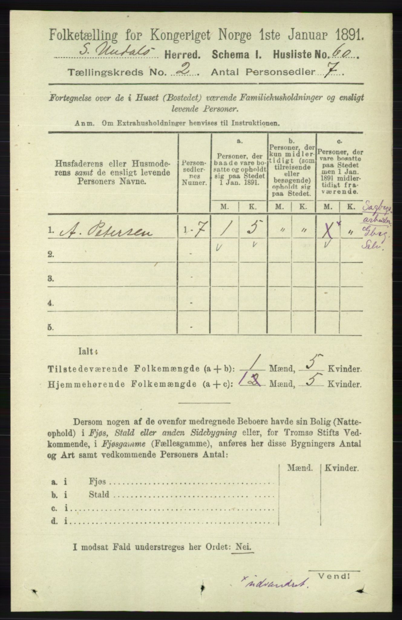 RA, 1891 census for 1029 Sør-Audnedal, 1891, p. 403