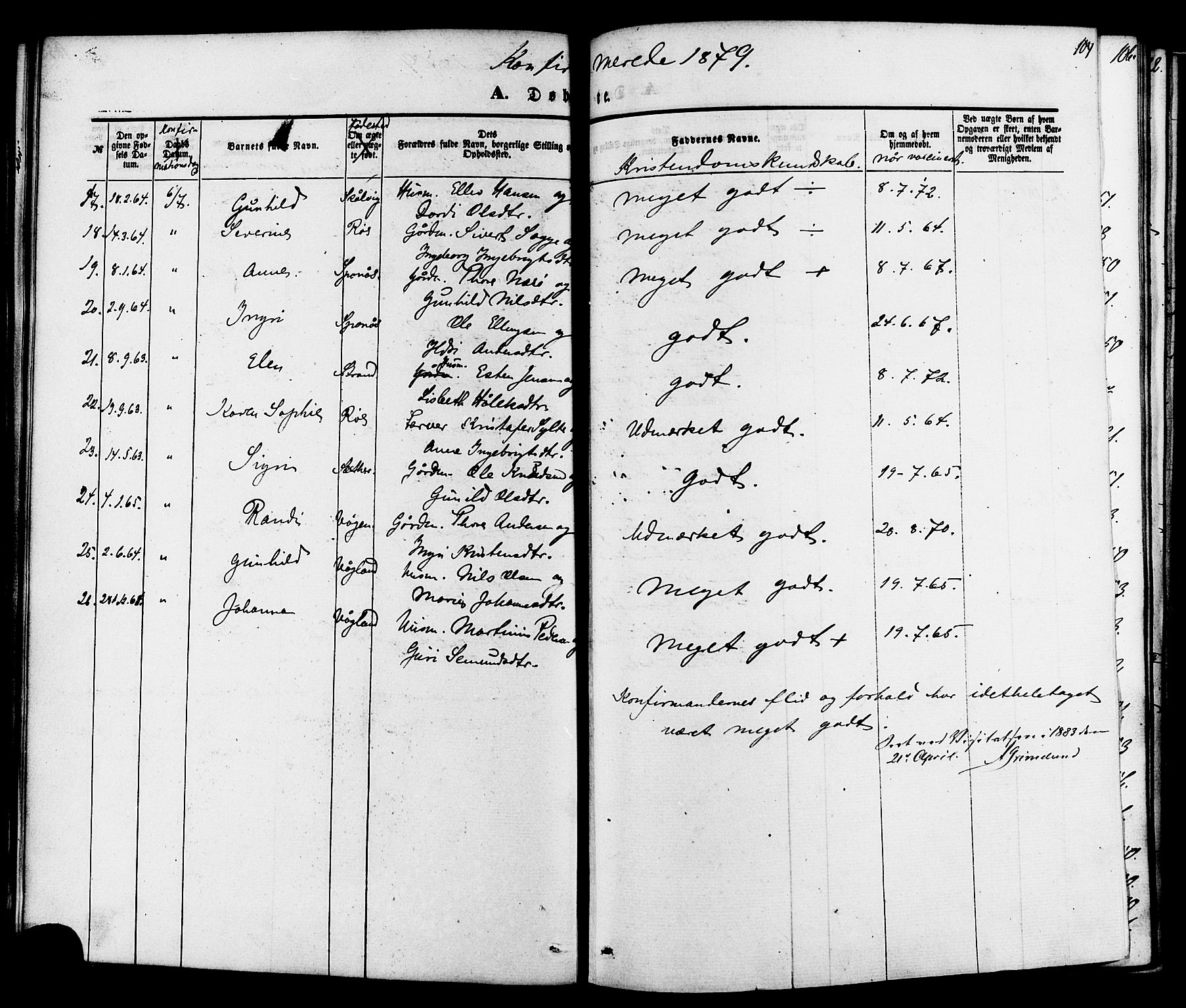 Ministerialprotokoller, klokkerbøker og fødselsregistre - Møre og Romsdal, SAT/A-1454/576/L0884: Parish register (official) no. 576A02, 1865-1879, p. 104