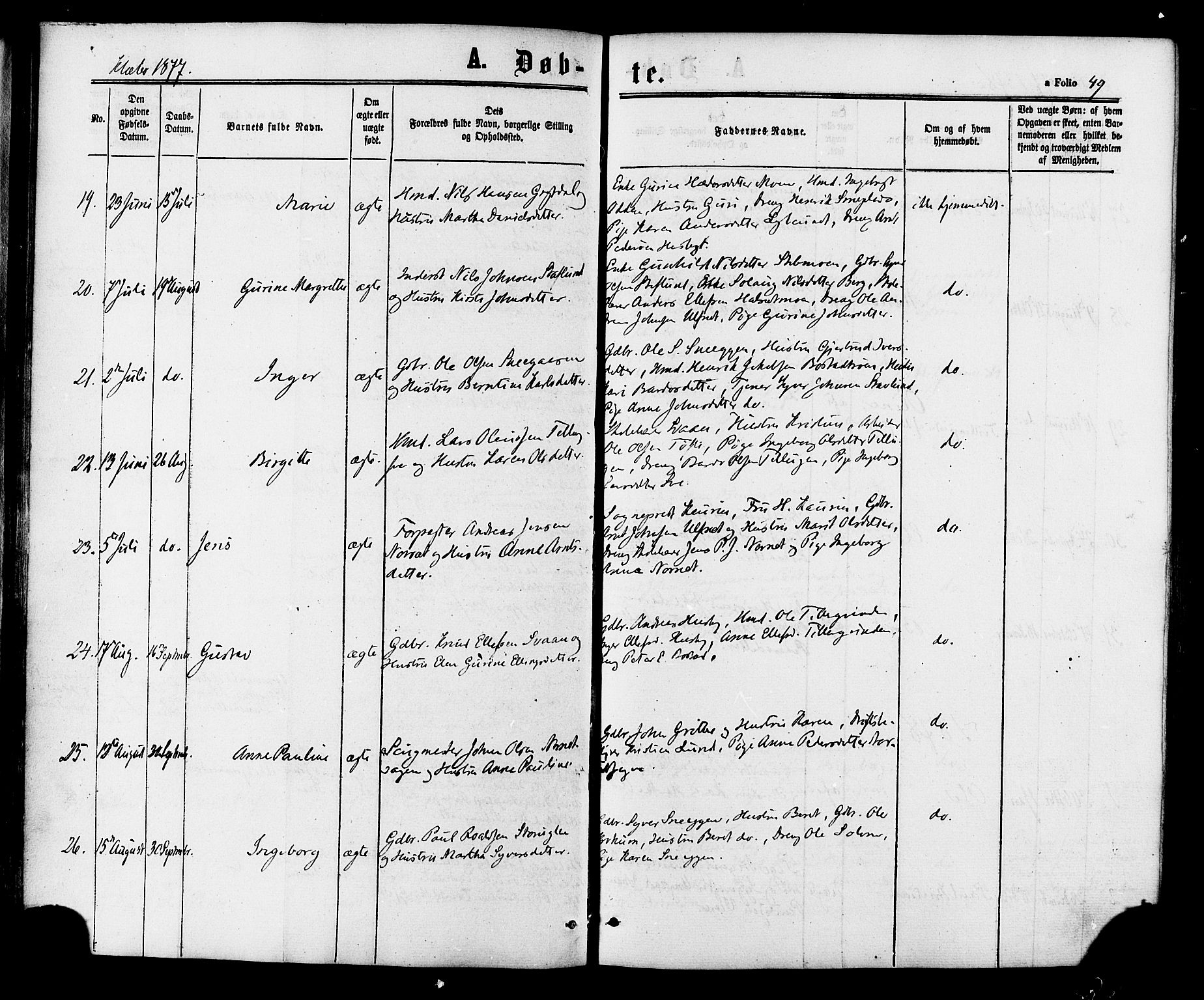 Ministerialprotokoller, klokkerbøker og fødselsregistre - Sør-Trøndelag, AV/SAT-A-1456/618/L0442: Parish register (official) no. 618A06 /1, 1863-1879, p. 49