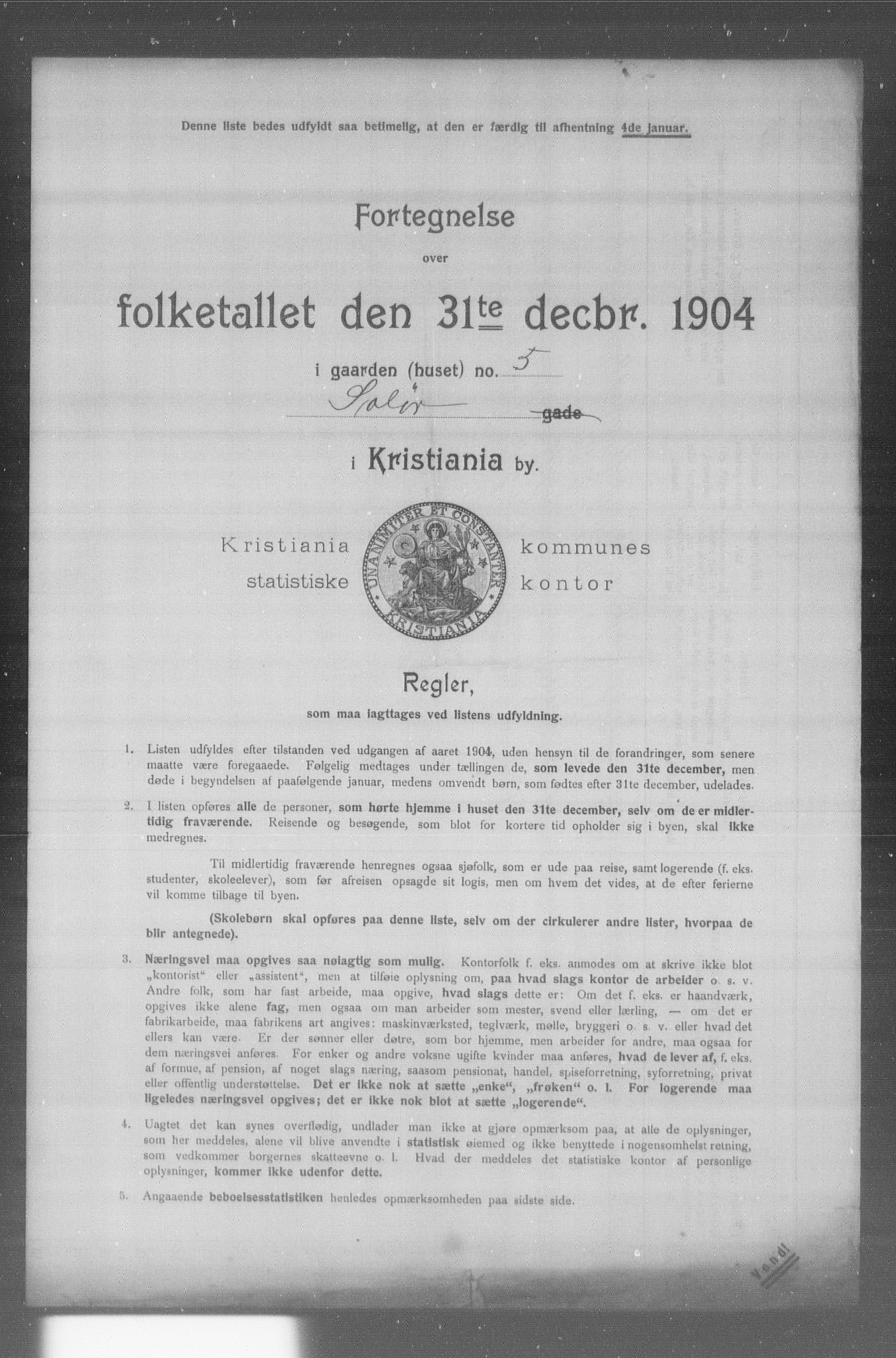 OBA, Municipal Census 1904 for Kristiania, 1904, p. 18961