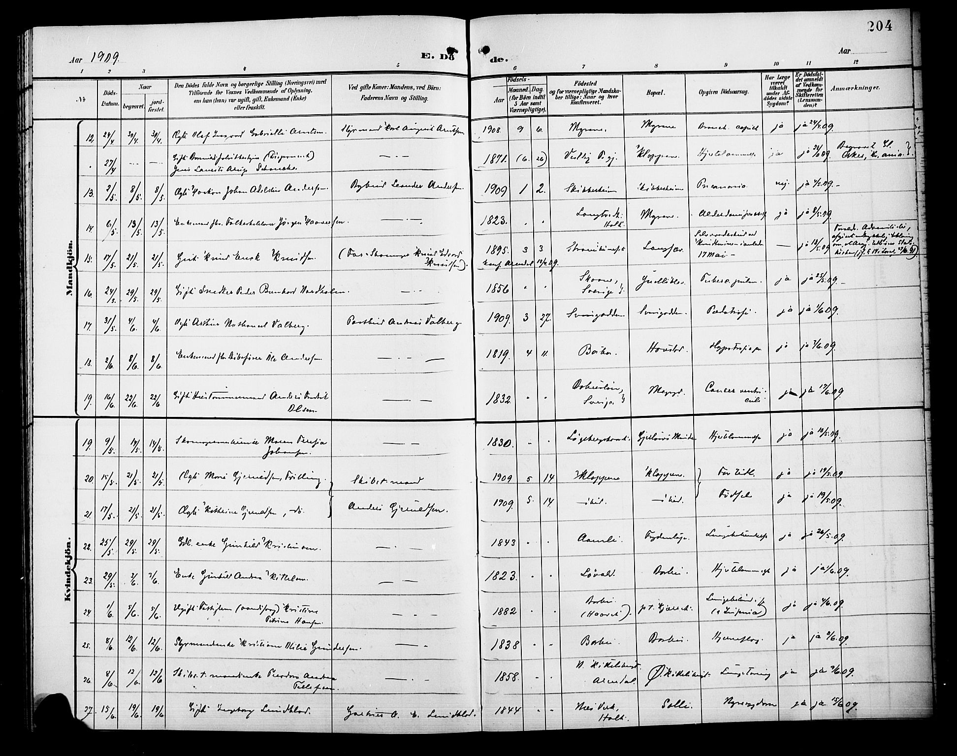 Barbu sokneprestkontor, AV/SAK-1111-0003/F/Fb/L0003: Parish register (copy) no. B 3, 1897-1911, p. 204