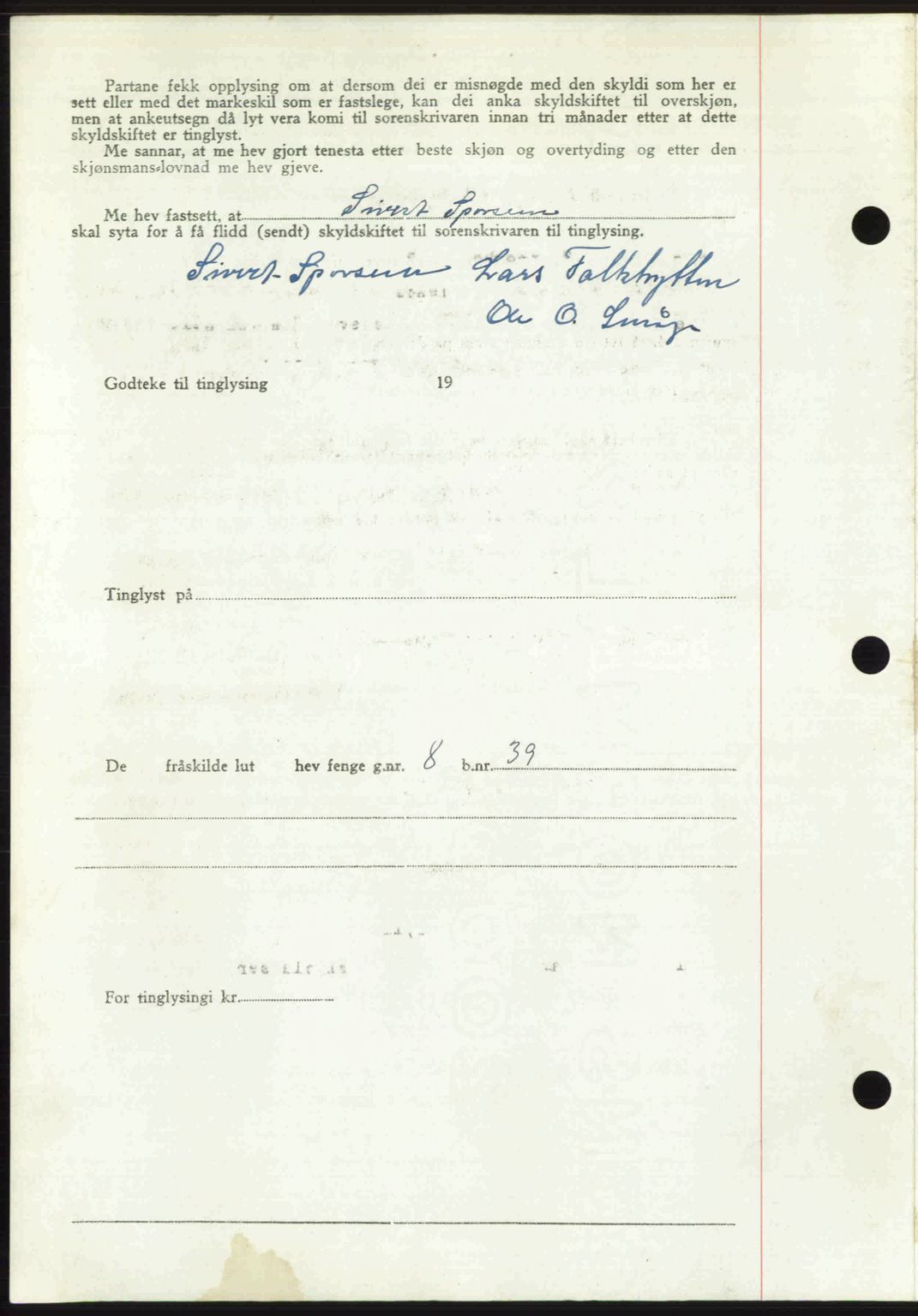 Romsdal sorenskriveri, AV/SAT-A-4149/1/2/2C: Mortgage book no. A31, 1949-1949, Diary no: : 3292/1949