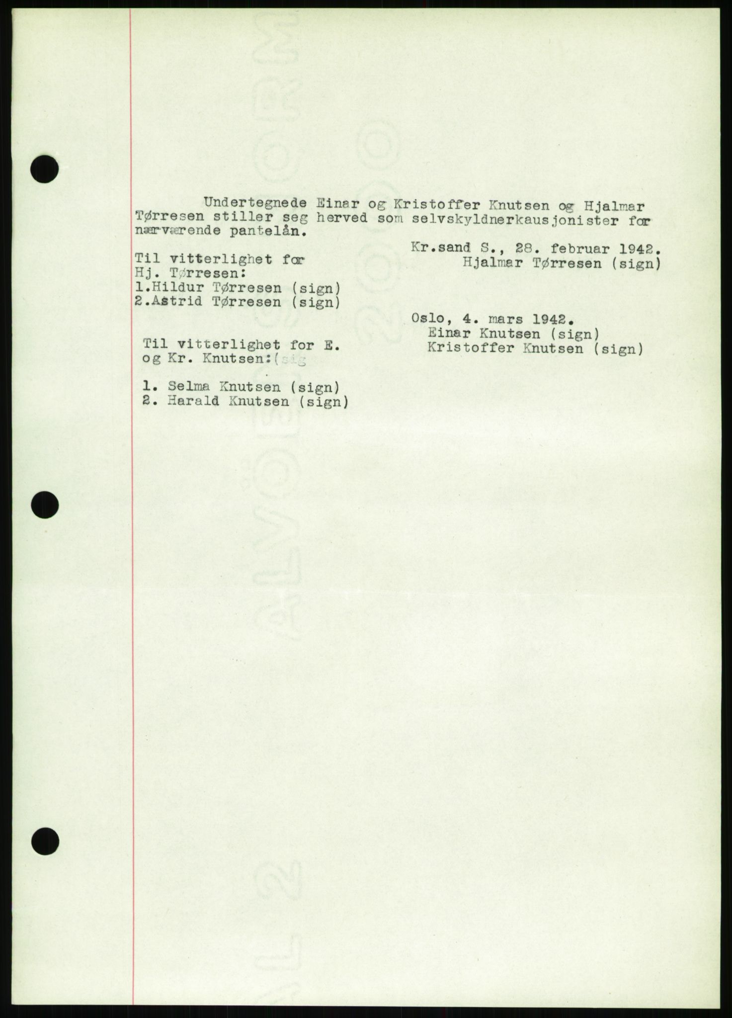 Torridal sorenskriveri, SAK/1221-0012/G/Gb/Gbb/L0009: Mortgage book no. 53b, 1942-1943, Diary no: : 319/1942