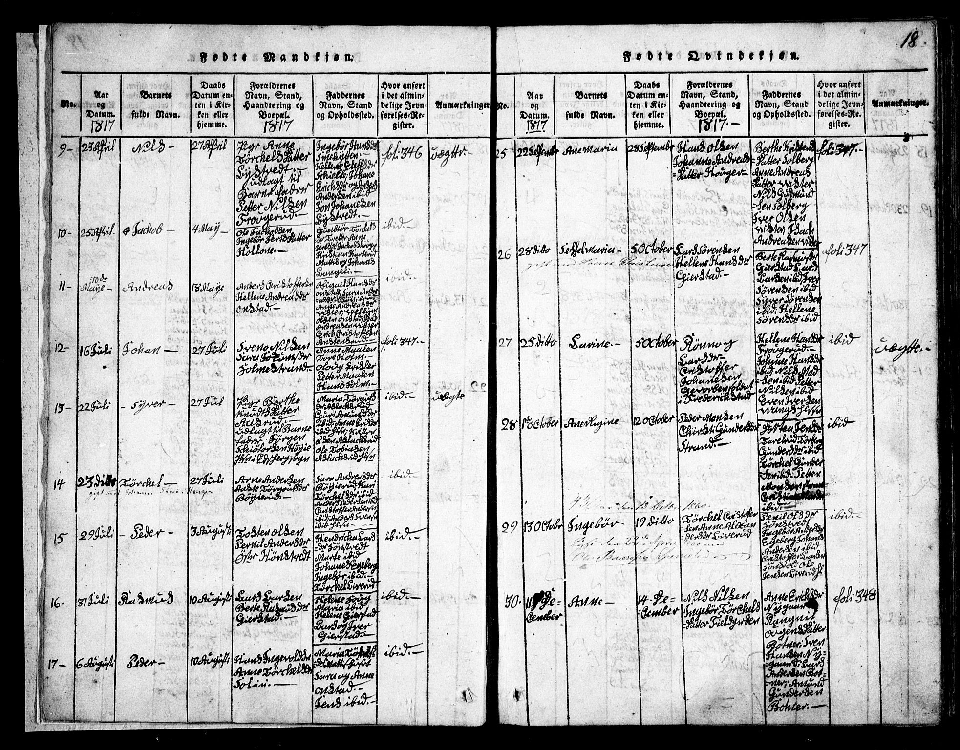 Skiptvet prestekontor Kirkebøker, AV/SAO-A-20009/G/Ga/L0001: Parish register (copy) no. 1, 1815-1838, p. 18