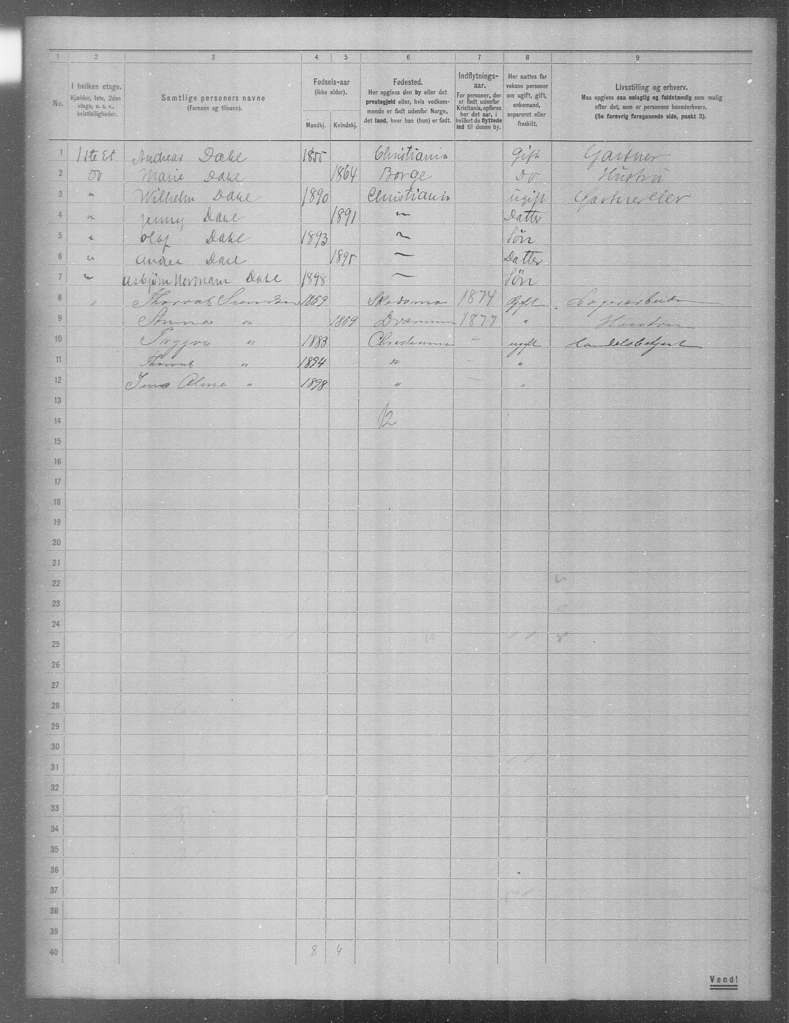 OBA, Municipal Census 1904 for Kristiania, 1904, p. 2487